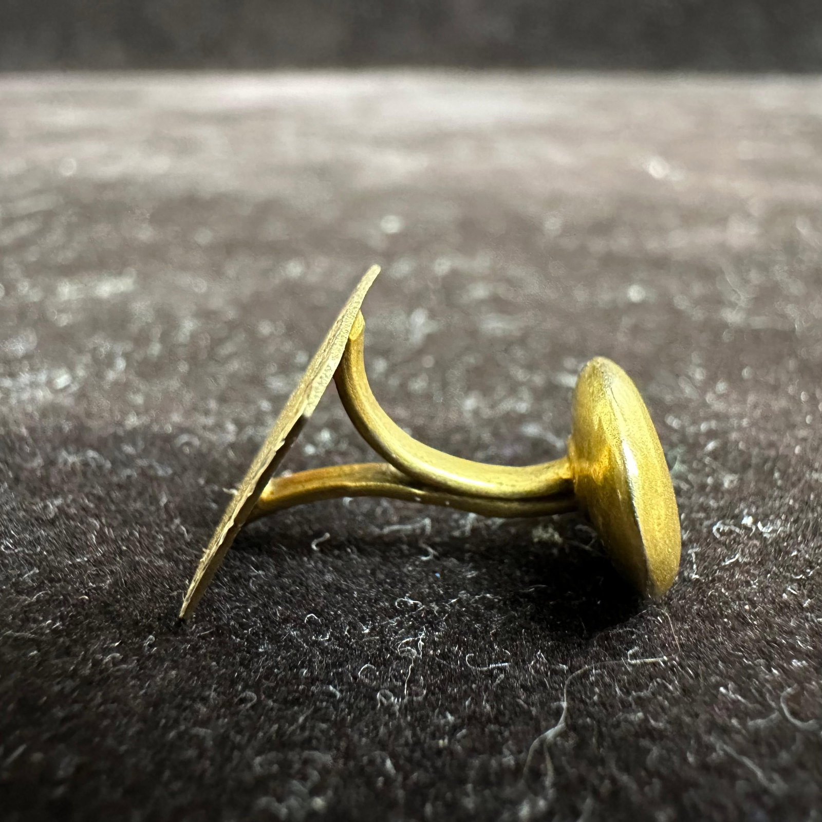 14K Gold Square Textured Border Cufflink - 7