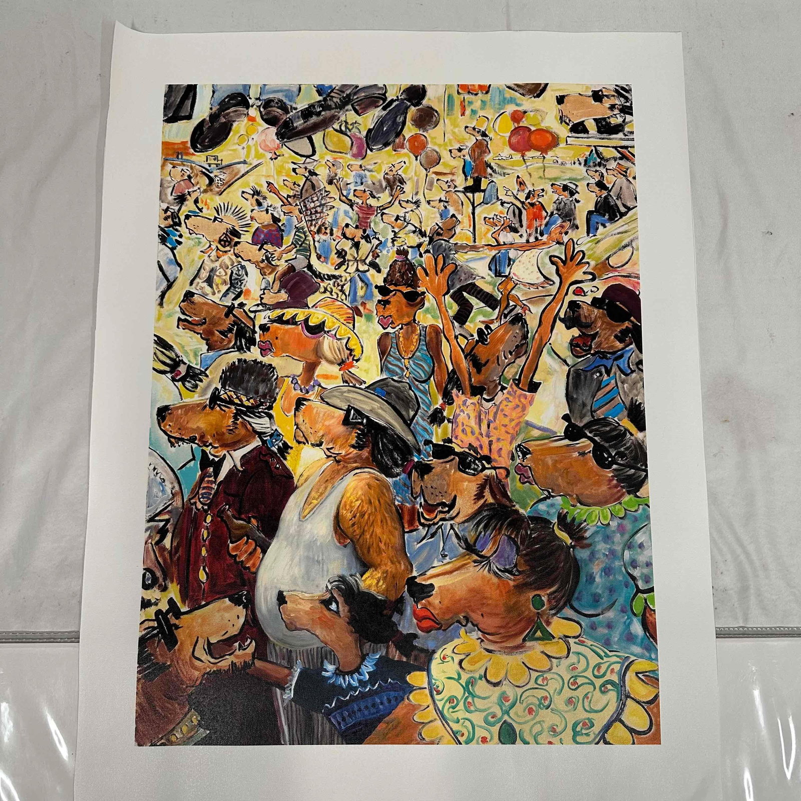 Ivan Clarke Lonely Dog Series The Carnival Medium Giclee on Canvas Portrait B: Ivan Clarke Lonely Dog Series The Carnival Medium Giclee on Canvas Portrait B. Giclee on canvas print titled The Carnival by Ivan Clarke. This medium (22 3/4" x 17") art piece is a high qualit