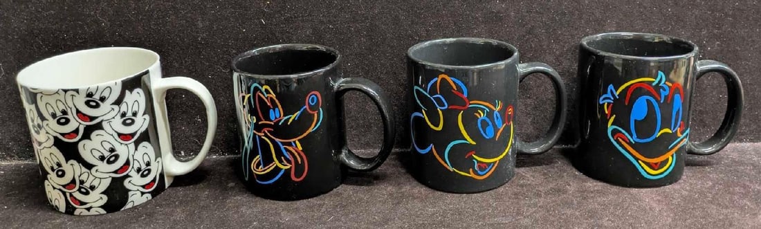 Disney Ceramic Black Neon Character And Mickey Mouse Mugs (1 of 6)