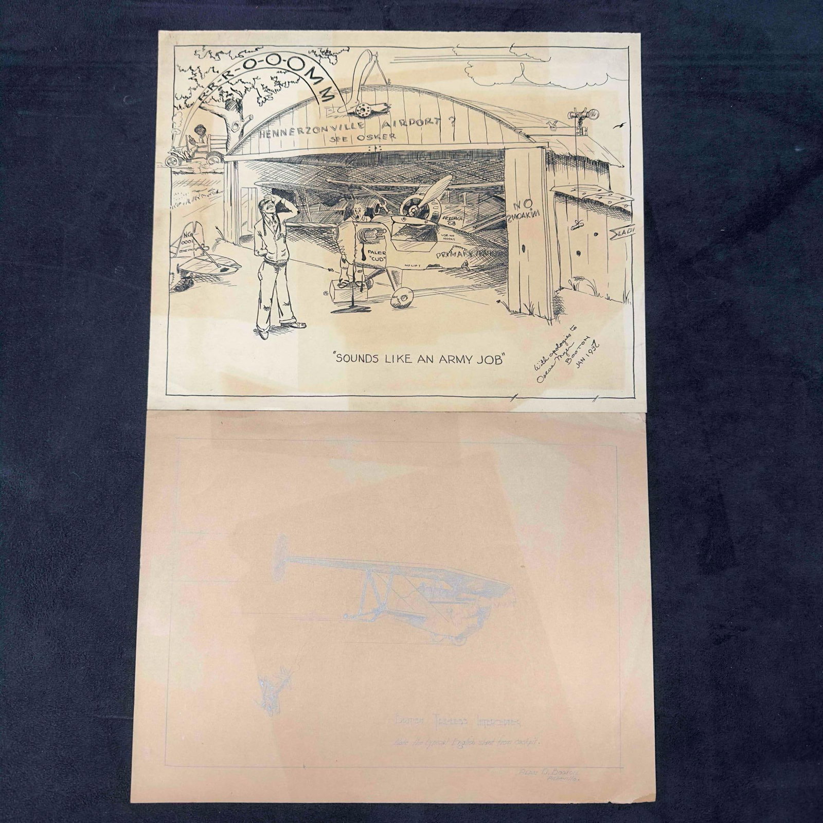 Military Pencil Sketch British Tail-Less Intercepter and Cartoon Sounds Like An Army Job Set (1 of 9)