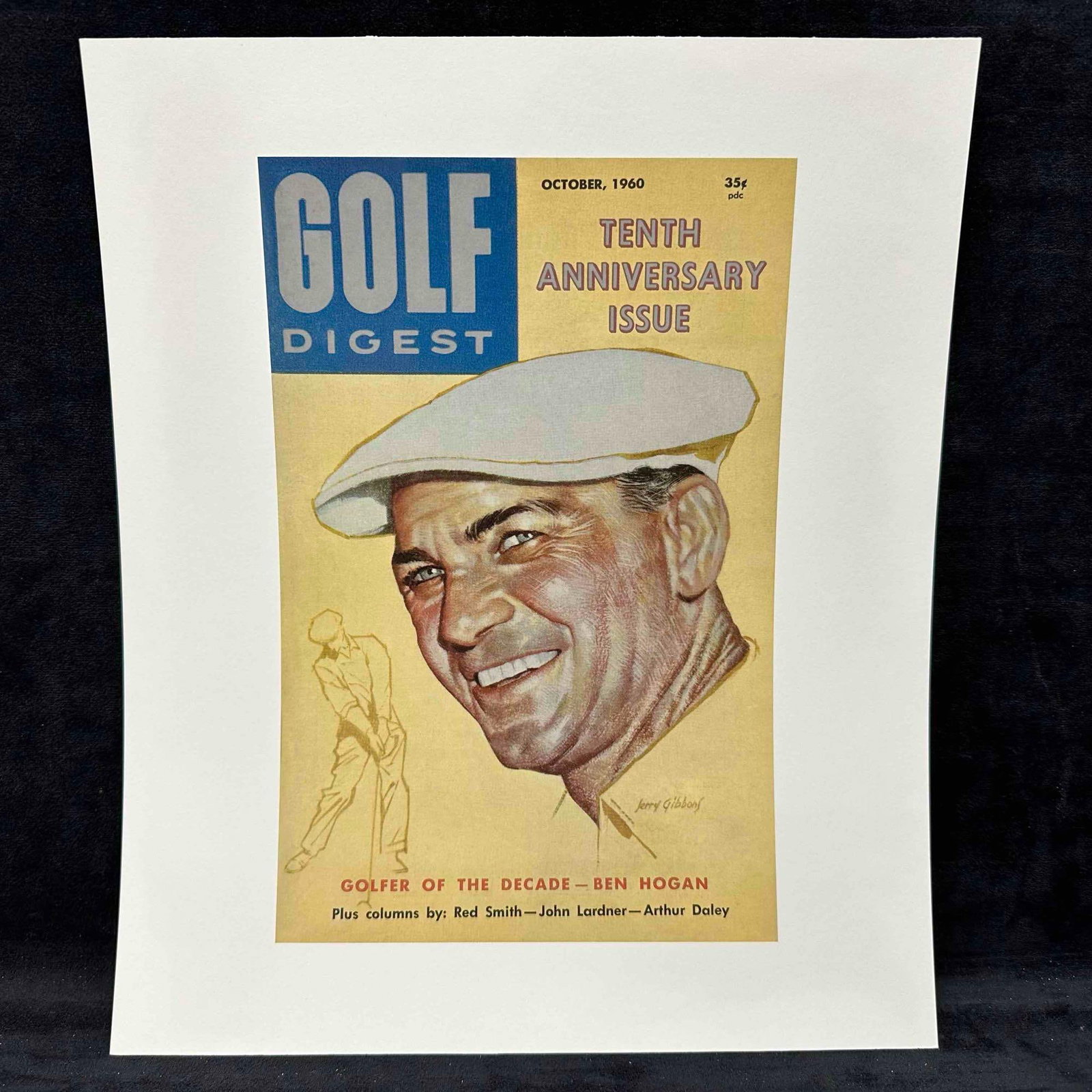 October 1960 Golf Digest Magazine 10th Anniversary Issue Ben Hogan Golfer Cover Reprint: Lithograph single-sided reprint on white paper, blank reverse. This item is in good pre-owned, previously displayed condition with light wear, and surface markings. Please reference all photos for ful