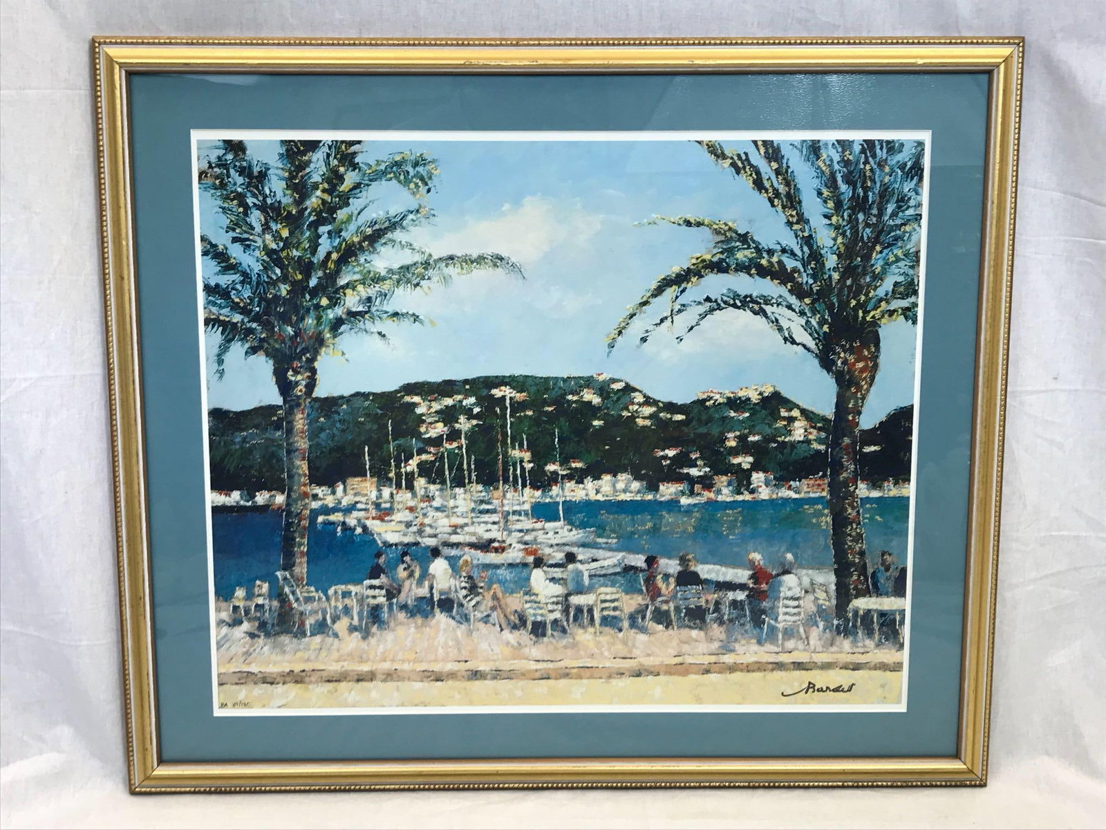 Framed Serigraph Print Harbor Scene, Numbered - 3