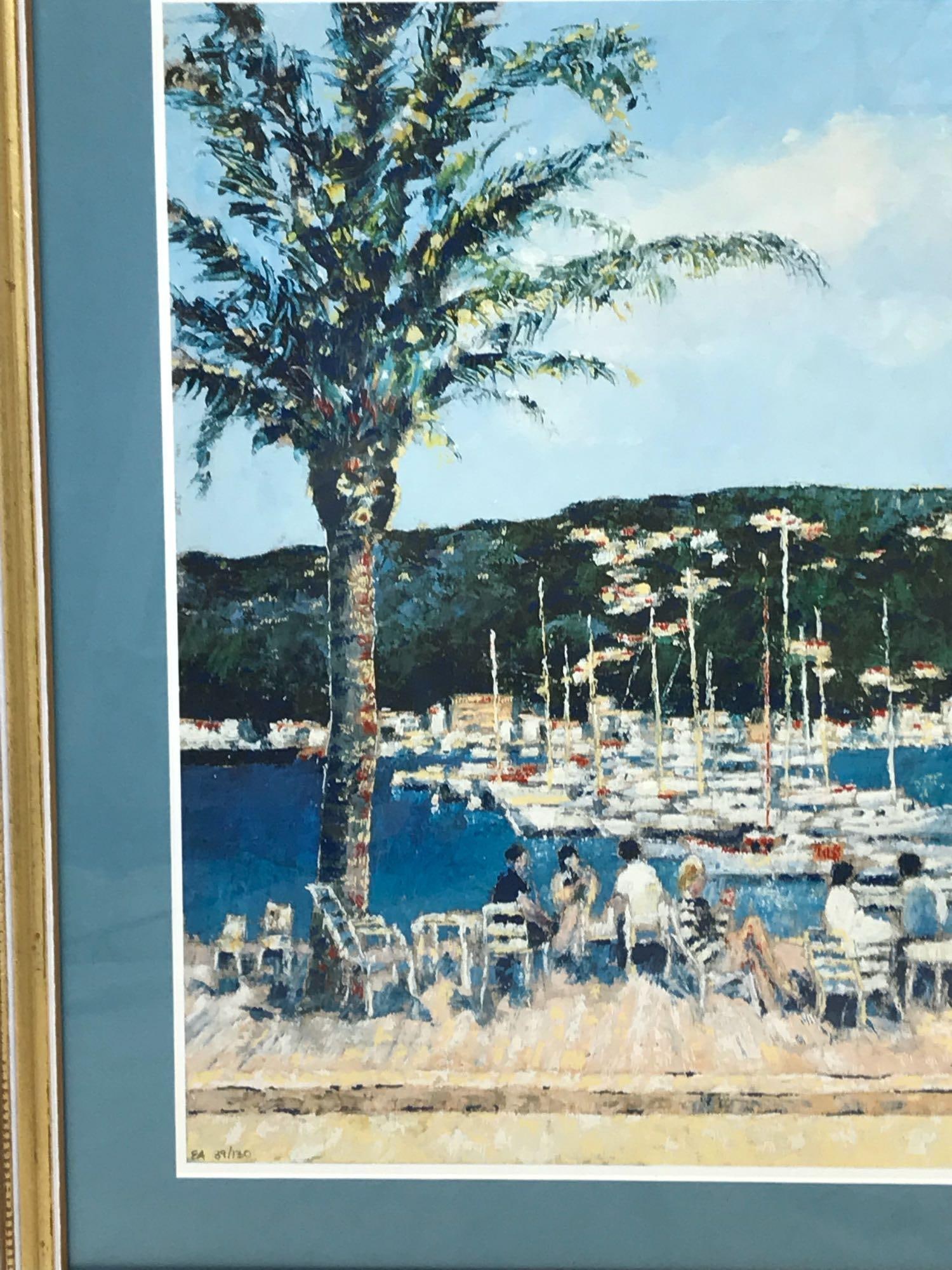 Framed Serigraph Print Harbor Scene, Numbered - 4