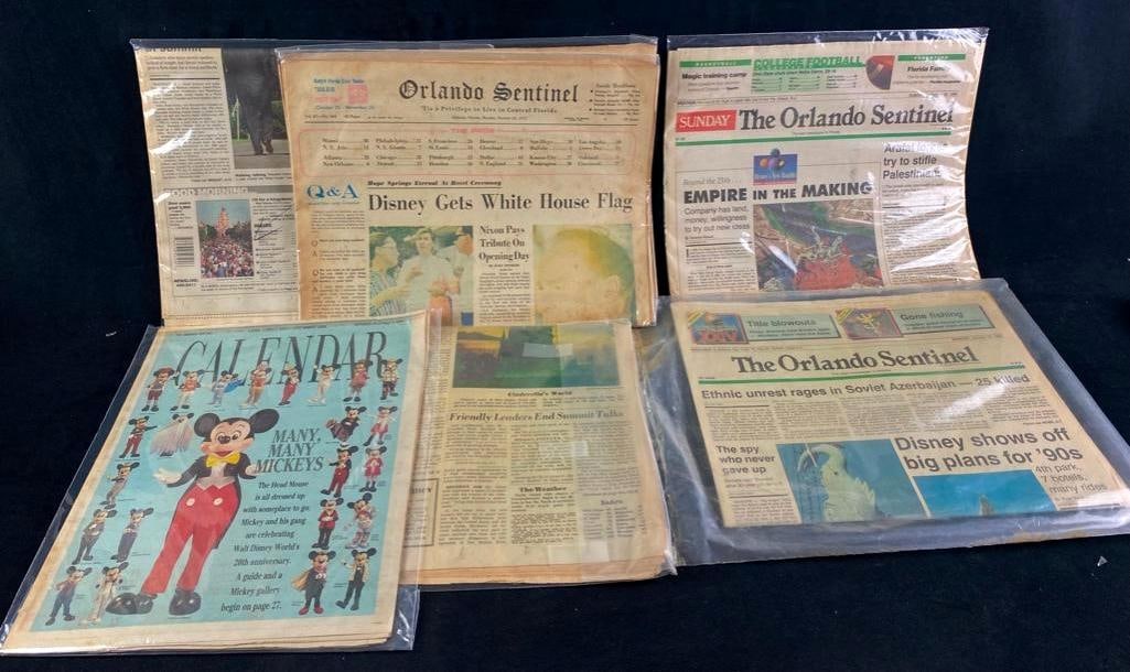 Vintage Newspapers Featuring Disney World Articles: Vintage Newspapers Featuring Disney World Articles Newspapers featuring headlines and articles about Walt Disney World throughout the years. Mostly Orlando Sentinel and other local newspapers. Fr