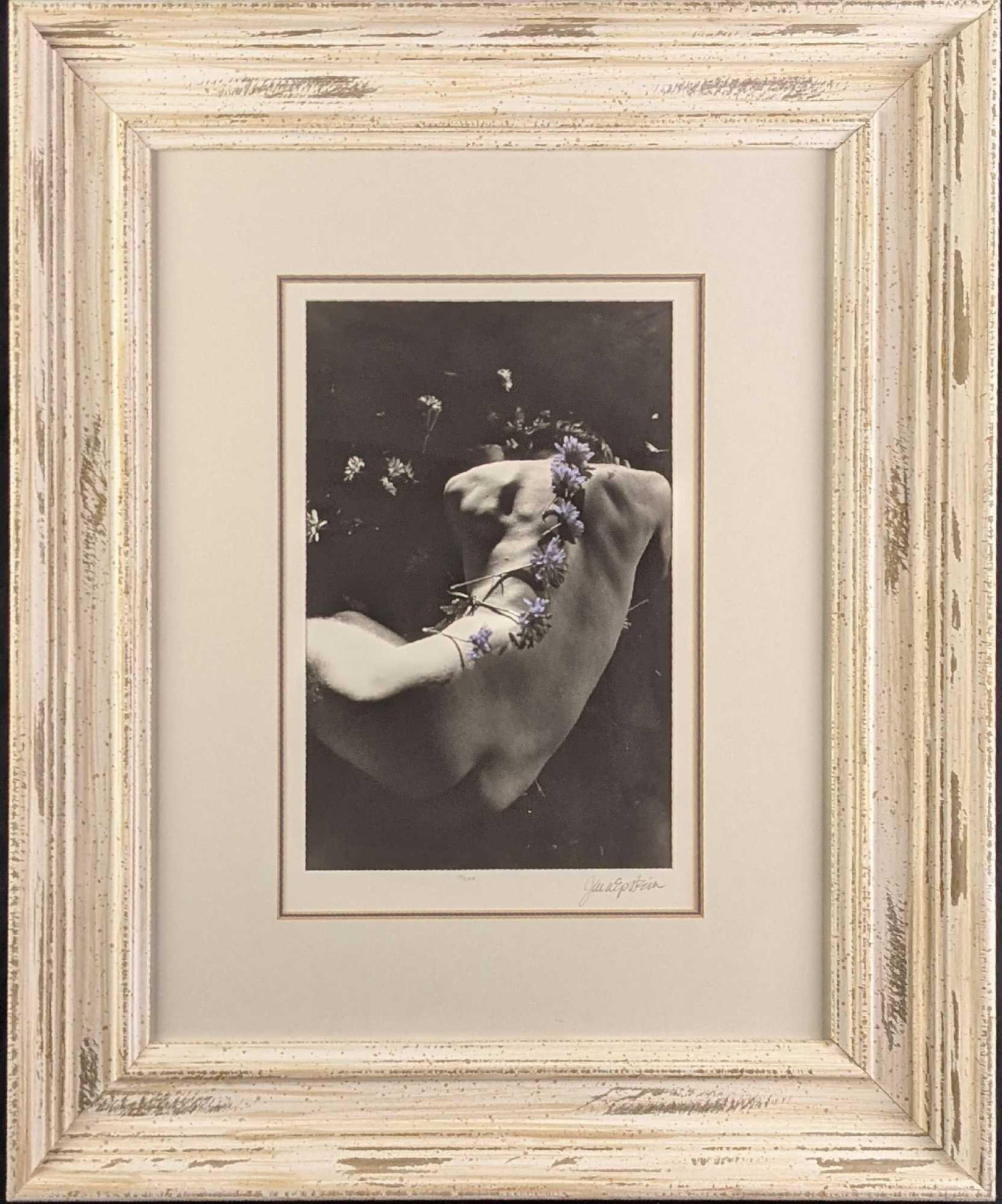 Framed Limited Edition Nude Figure Photo: Framed, signed, and numbered photo of the back of a nude figure. Print is number #15 out of #250. The photo is signed on the bottom right. The framed photo is approx 21" x 2" x 25" and weighs 7.5lbs. 