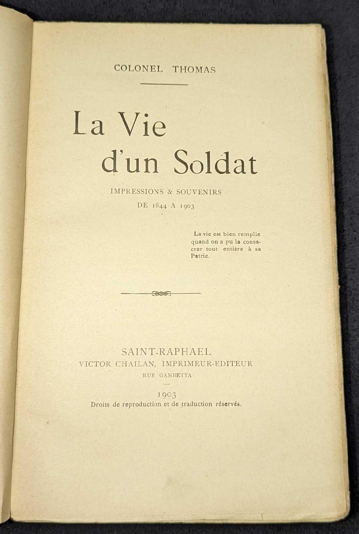 1903 La Vie d'un Soldat Impressions et Souvenirs (1 of 9)