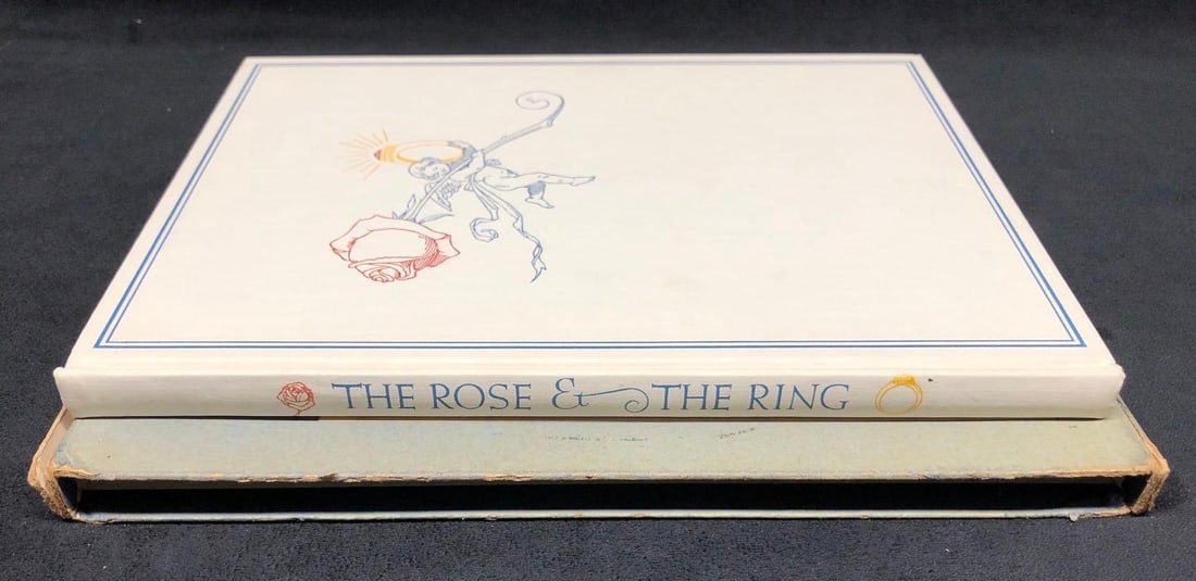 1942 Hardcover "The Rose & The Ring" by William Makepeace Thackeray - Illustrated: Vintage Hardcover Book "The Rose & The Ring; or, The History of Prince Giglio and Prince Bulbo" - A Fire-side Pantomime for Great and Small Children by Dylan Thomas, with Marginal Glosses by