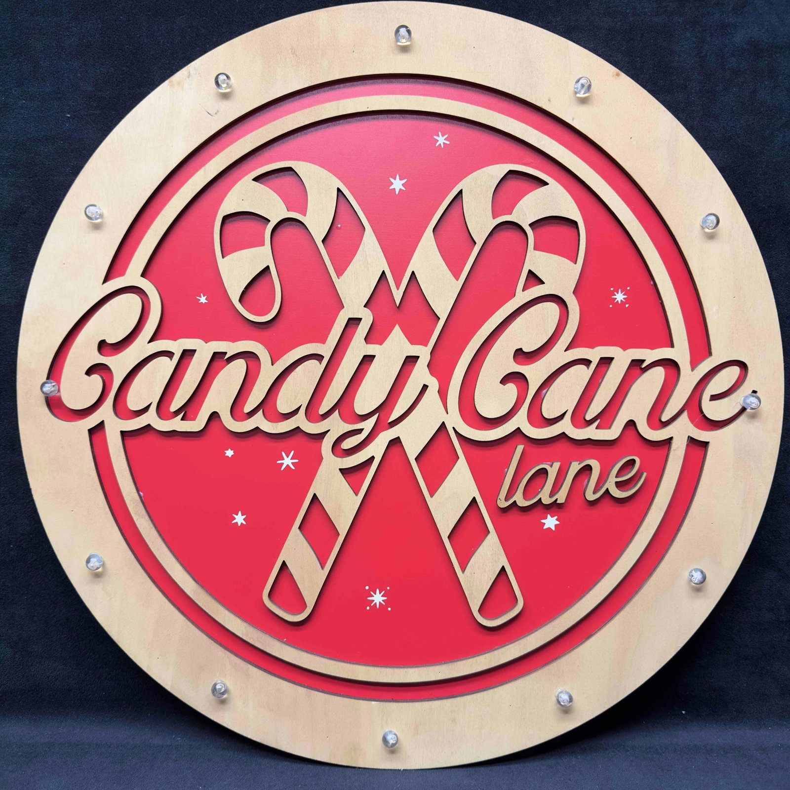 Holiday Christmas Decor Light Up Red Sign Candy Cane Lane Clear Lights (1 of 5)
