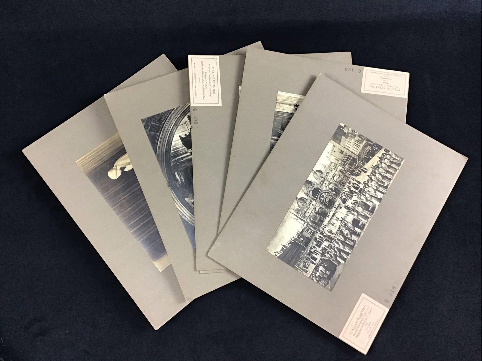 Lot of 6 Italian Art History Mounted Prints: This lot consists of six mounted art history pieces. There are a variety of pieces from Italian artists. This lot is great for a art history teacher or student. Each piece is labeled with the genre,
