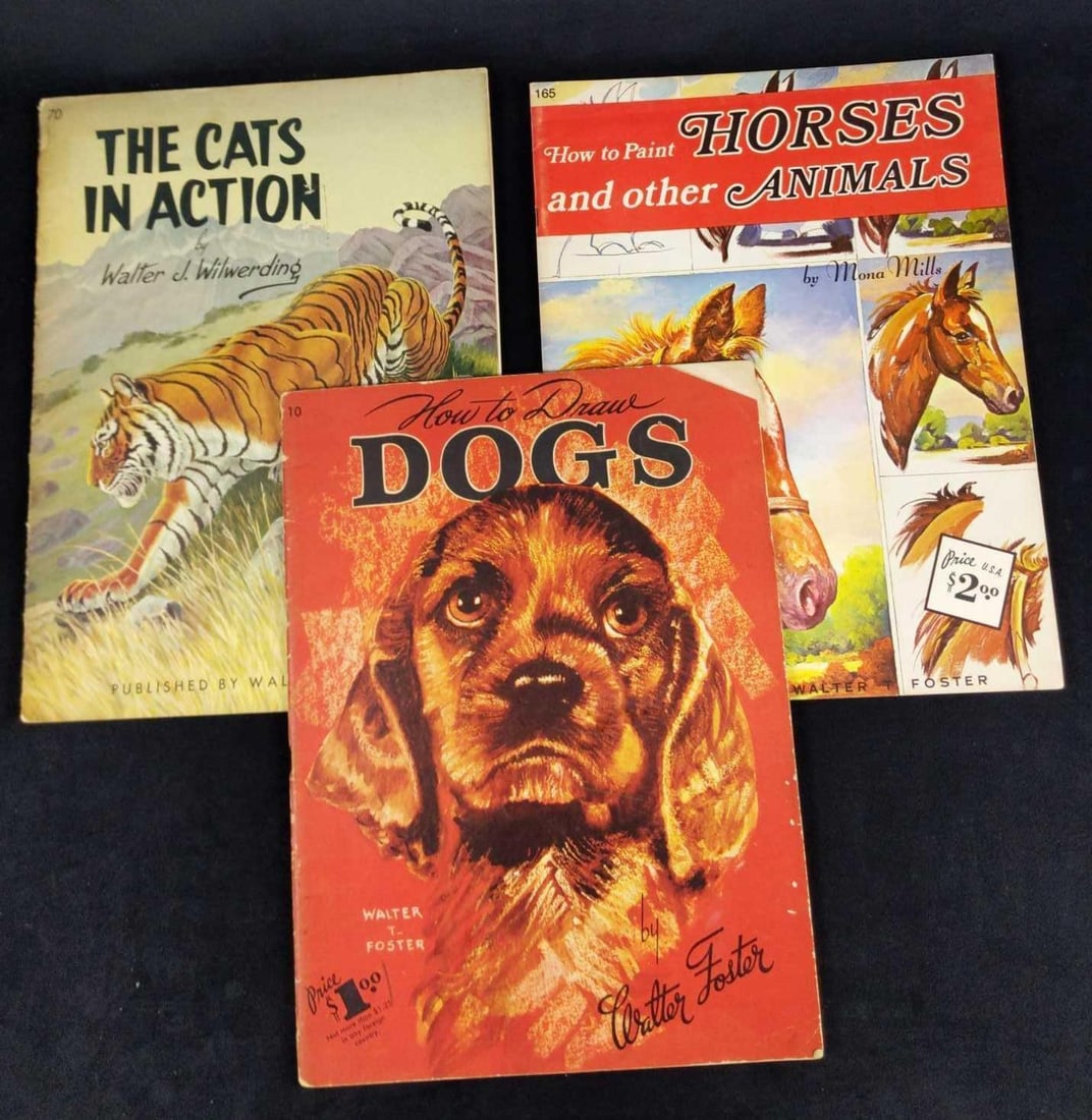 3 Vintage How To Draw And Paint Art Books Dogs (1 of 8)