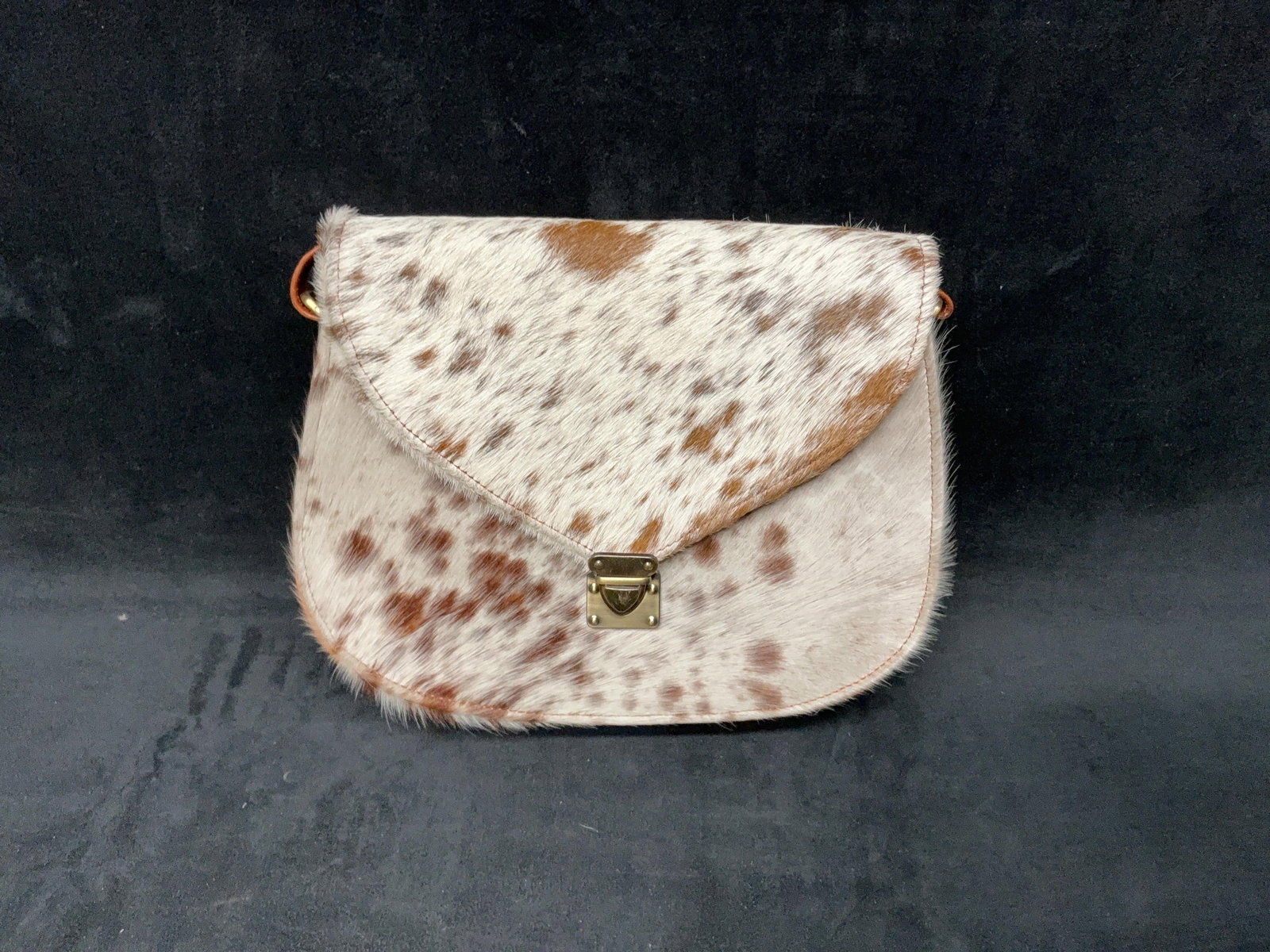 Cream & Brown Cowhide Leather Handbag (1 of 6)