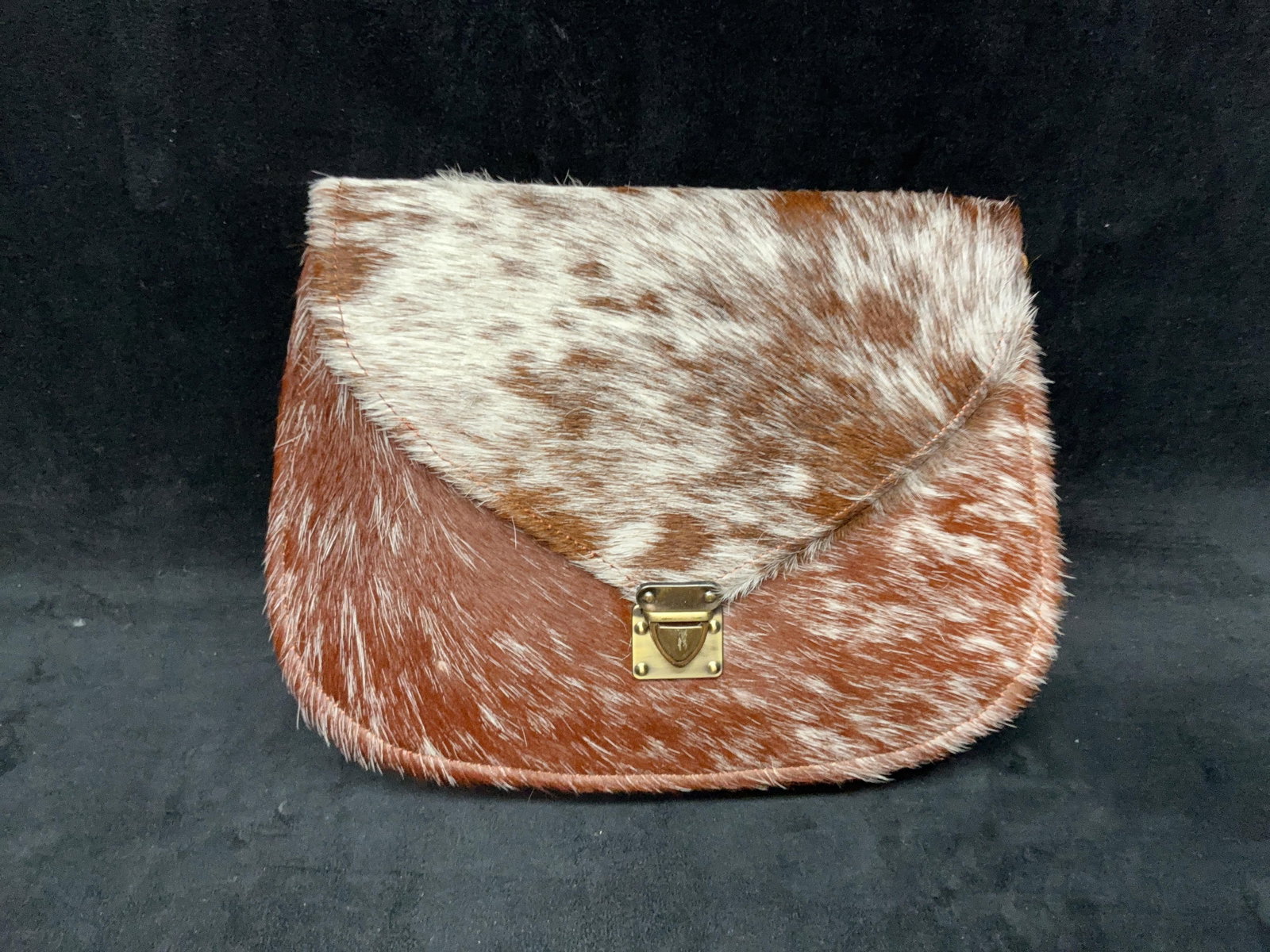 Brown & White Cowhide Leather Handbag (1 of 5)