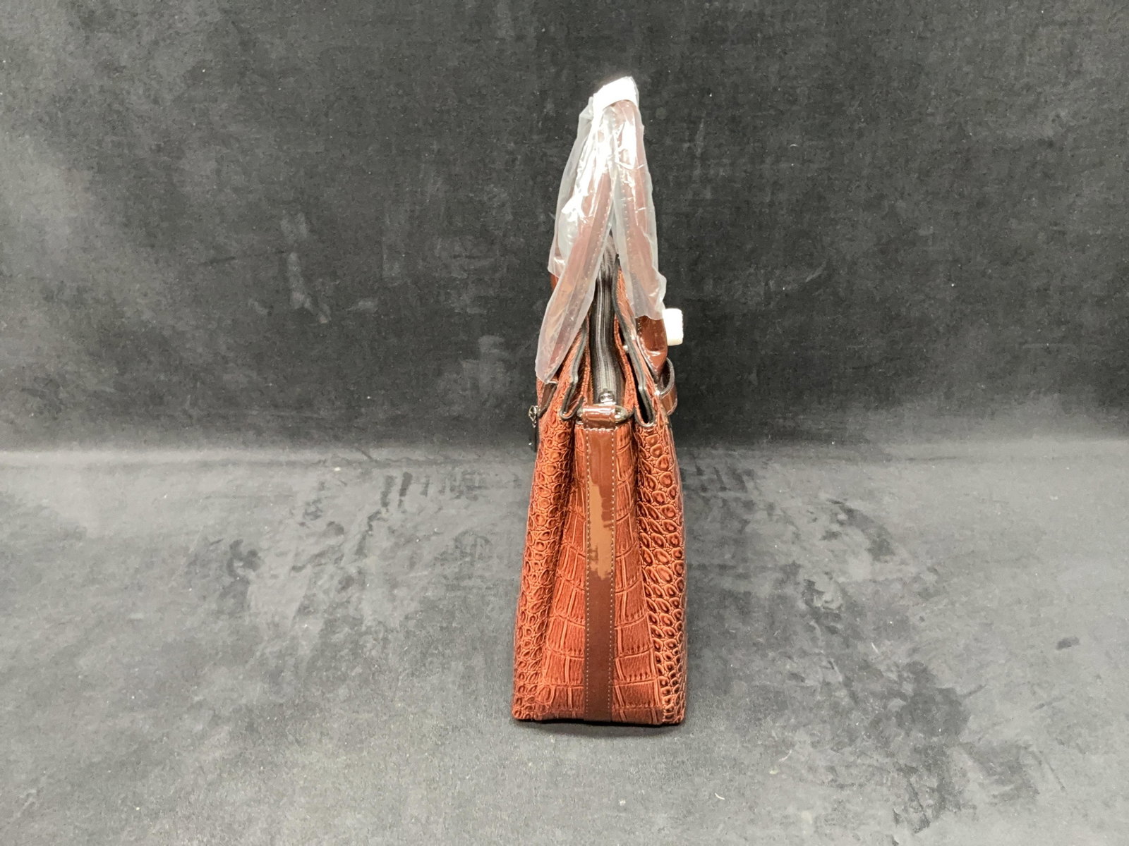 Brown Croc-Print Handbag - 3