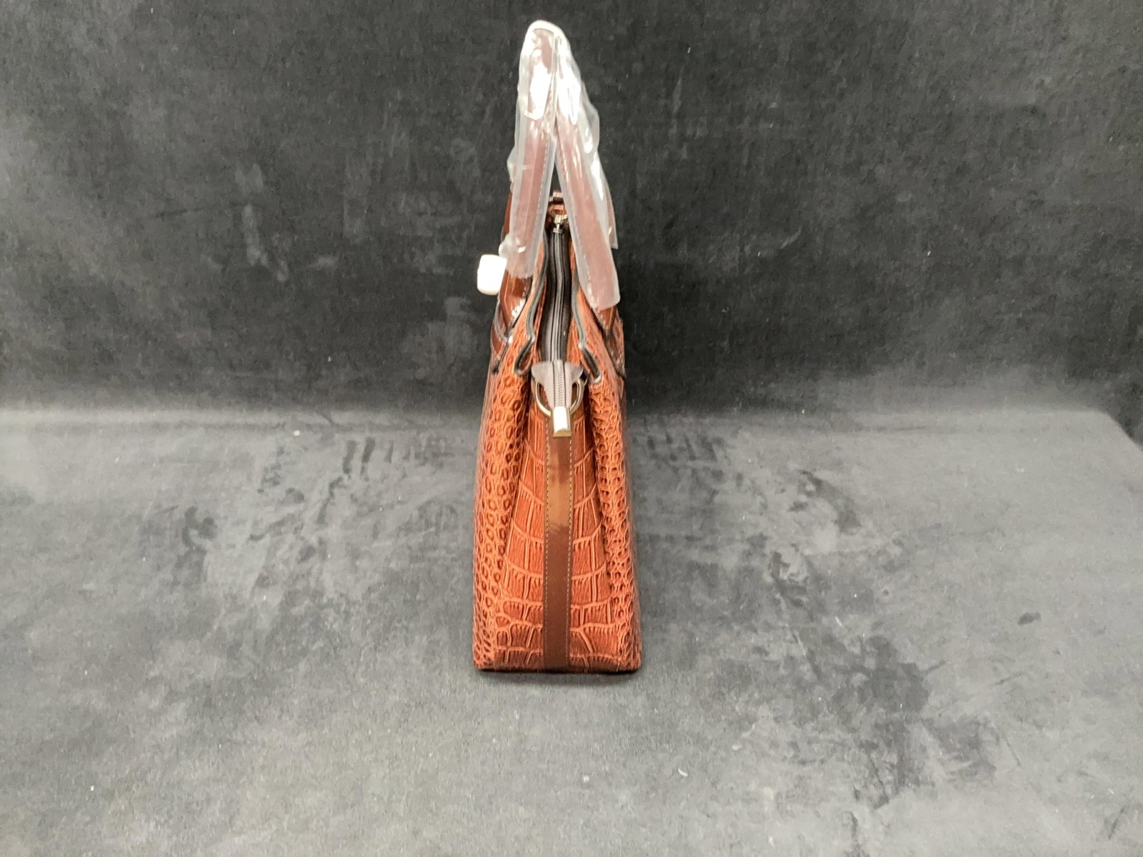 Brown Croc-Print Handbag - 4