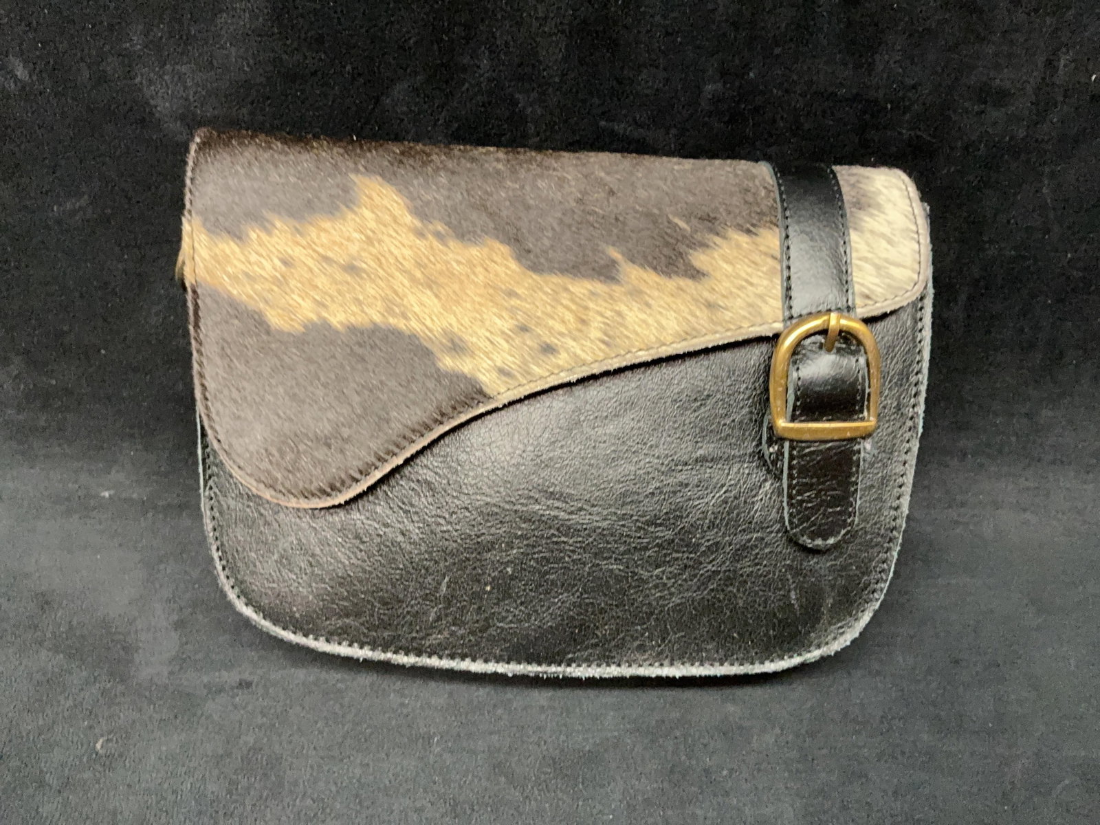 Black & Brown Cowhide Buckle Handbag (1 of 4)