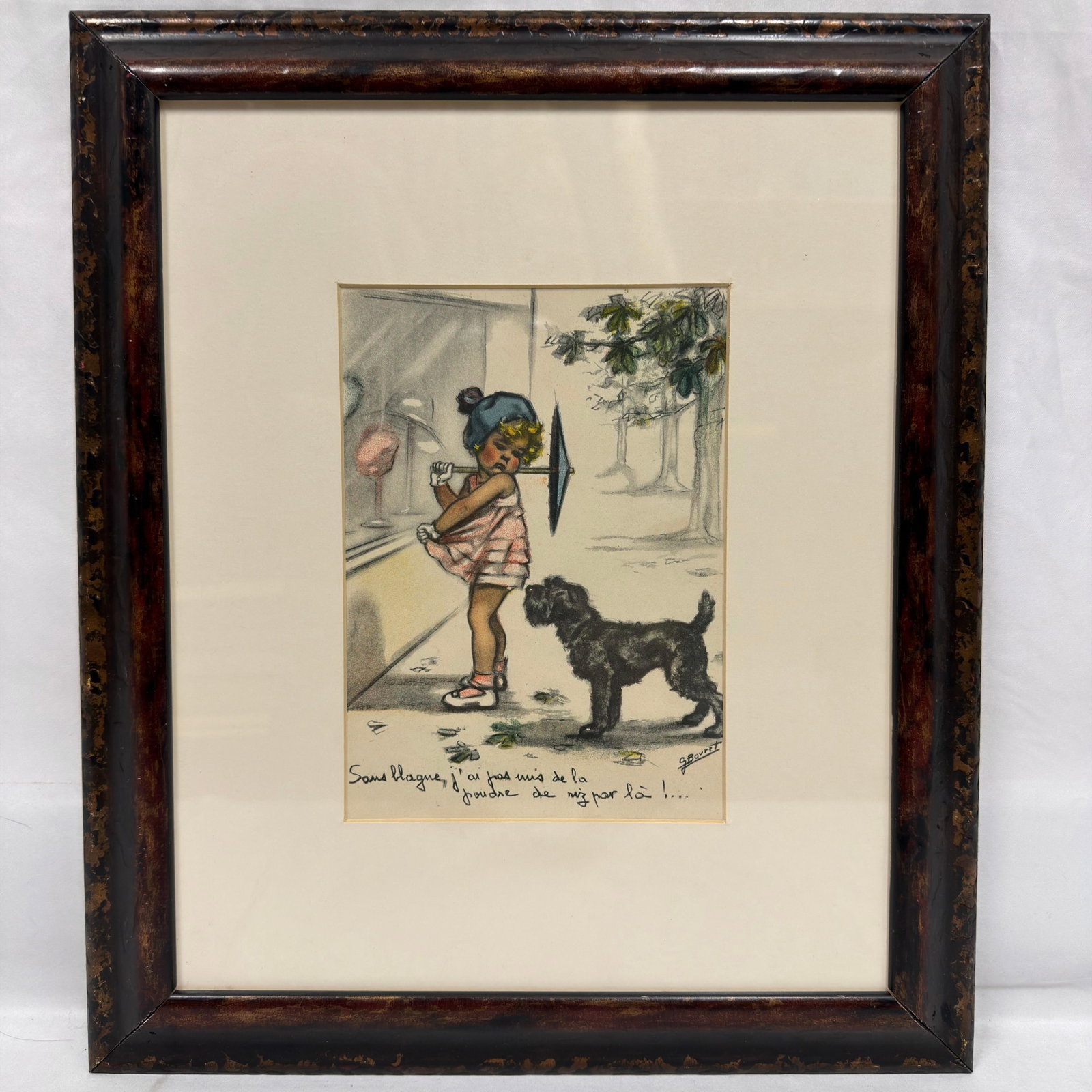 Germaine Bouret French Girl and Dog Illustration Framed (1 of 4)