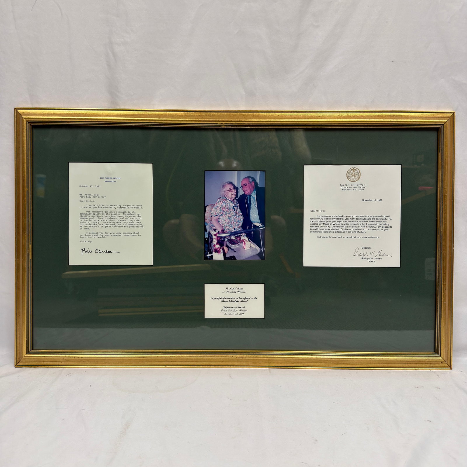 Michel Roux Citymeals on Wheels Tribute with Bill Clinton and Rudy Giuliani Signed Letters (1 of 6)