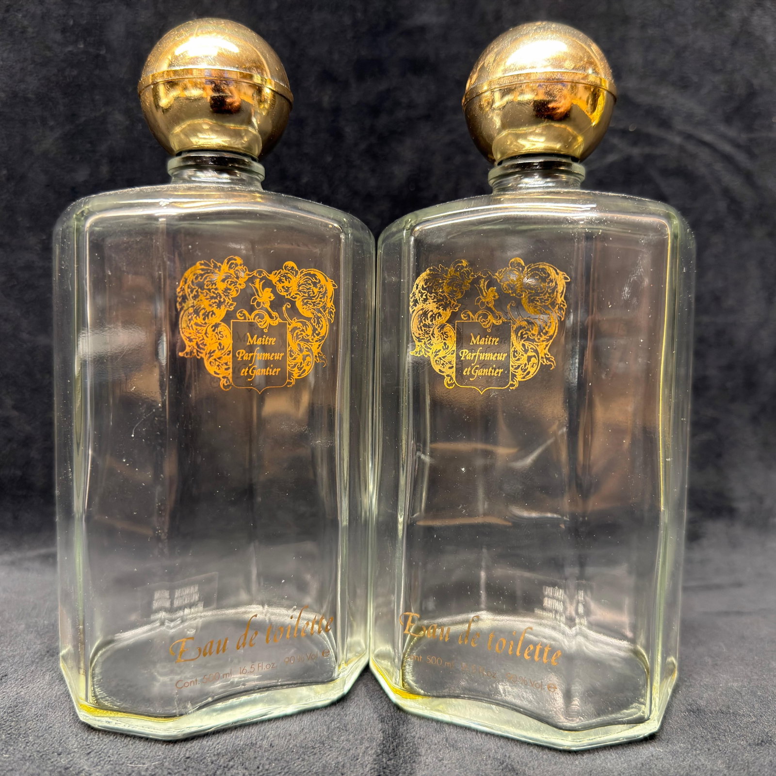 Pair of Vintage Maitre Parfumeur et Gantier 500ml Eau de Toilette Display Bottles Empty (1 of 4)