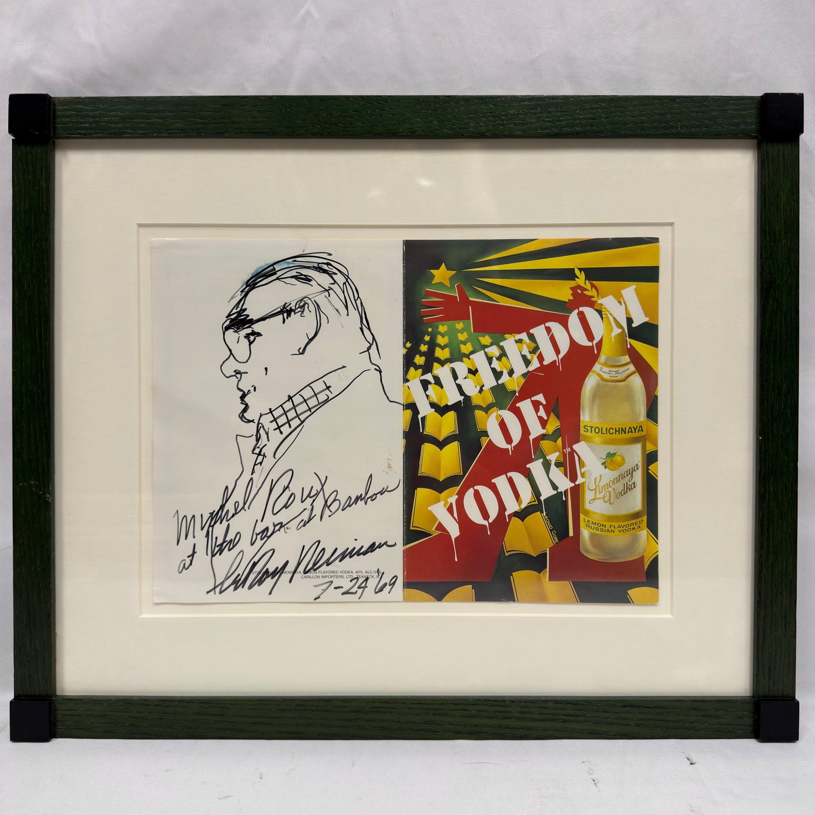 LeRoy Neiman Original Sketch Inscribed to Michel Roux Stolichnaya Vodka Framed Art (1 of 4)
