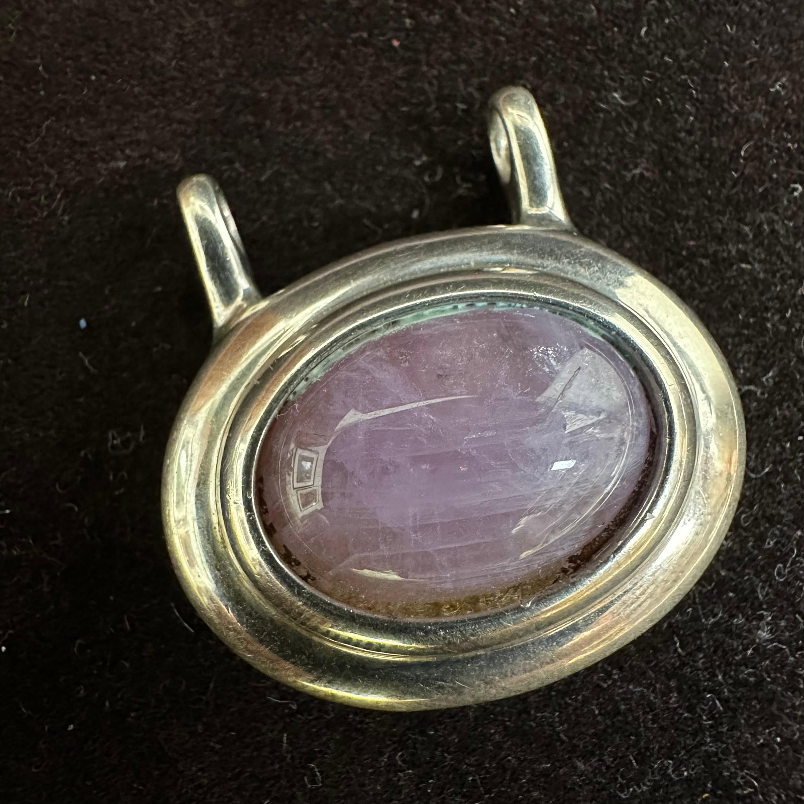 Charoite Oval Purple Gemstone Silver Necklace Pendant O59: This item is in good pre-owned, previously used/displayed condition with noticeable light wear and surface scratches. Please reference all photos for full details. This piece of jewelry has been teste