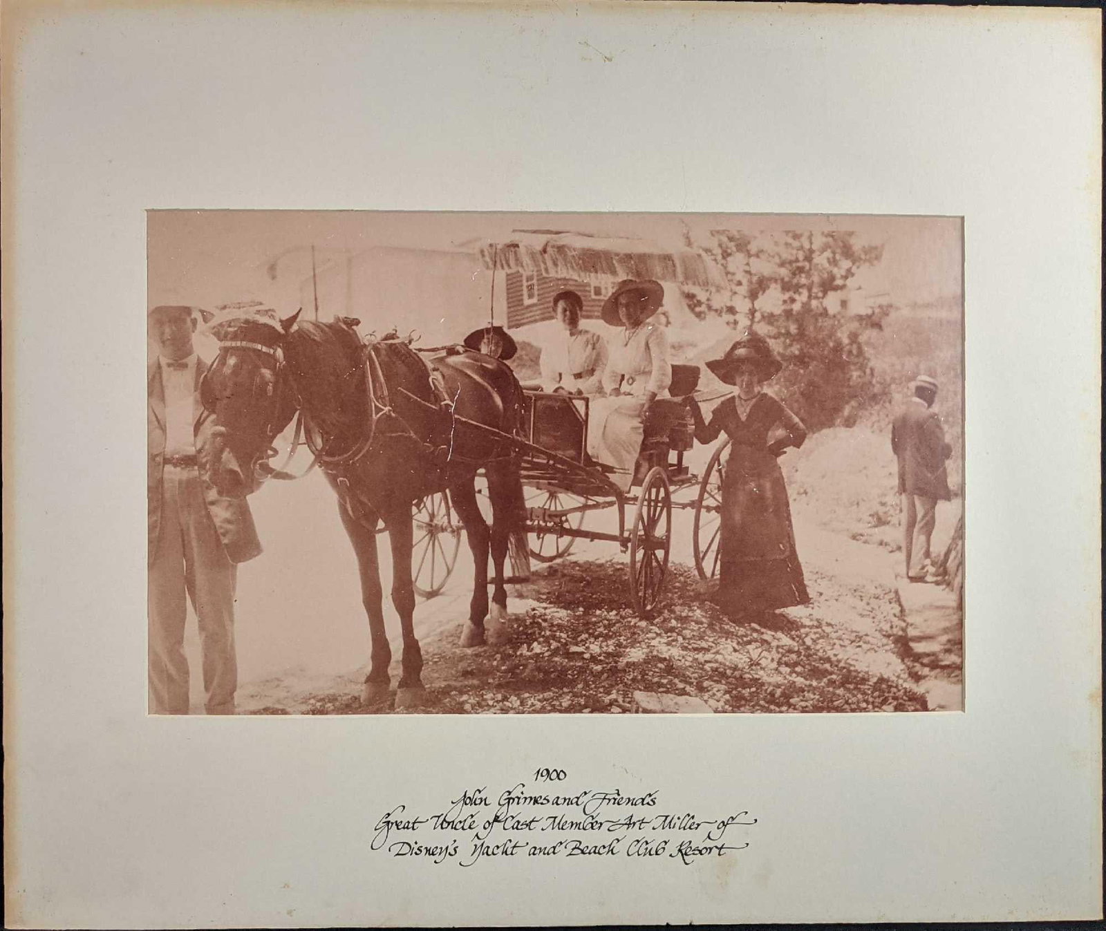 Walt Disney Cast Member Ancestor Wagon Photo: Here is a blown-up copy of an old photo from 1900. It states it as "1900 John Grimes And Friends. Great Uncle Of Cast Member Art Miller Of Disney's Yacht And Beach Club". It appears