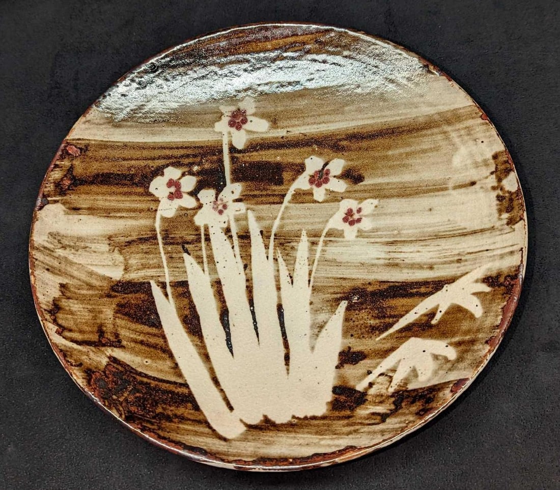 Vintage Pottery 11" Floral Decorative Glazed Plate: Vintage Pottery 11" Floral Decorative Glazed Plate. The make and date of creation are unknown. The plate is approx 11" x 11" x " x 2" and it weighs 2.53 lbs. The plate has some crazing.