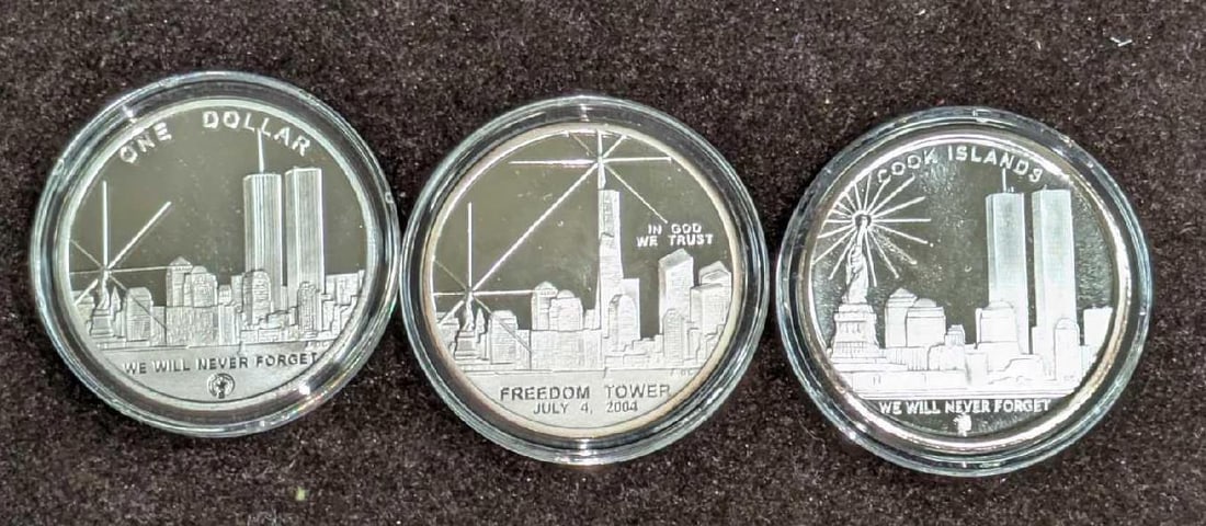 3 Silver Clad World Trade Center/Freedom Tower $1 Coins (1 of 7)
