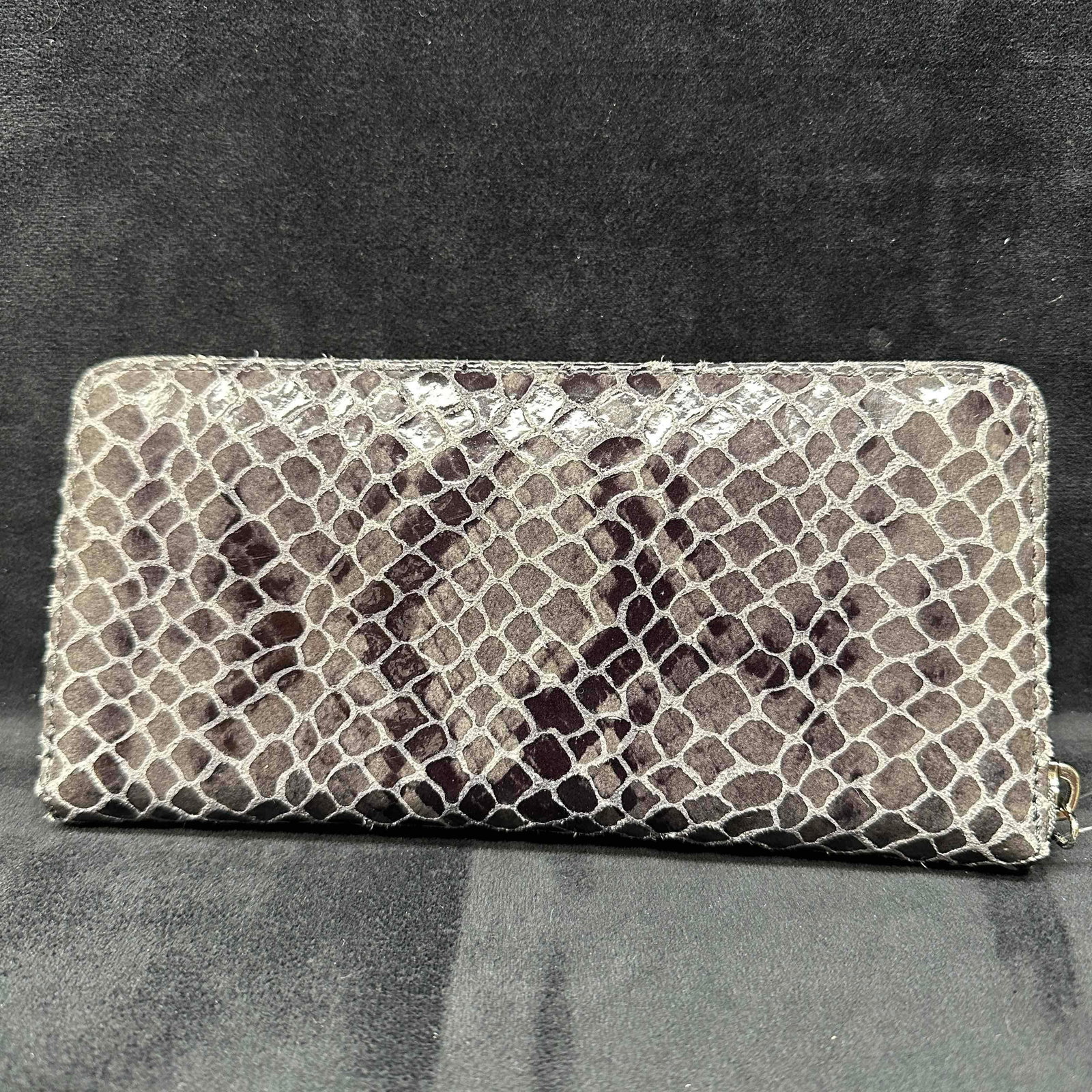 Michael Kors Black Gray Python Style Embossed Leather Clutch Wallet - 2