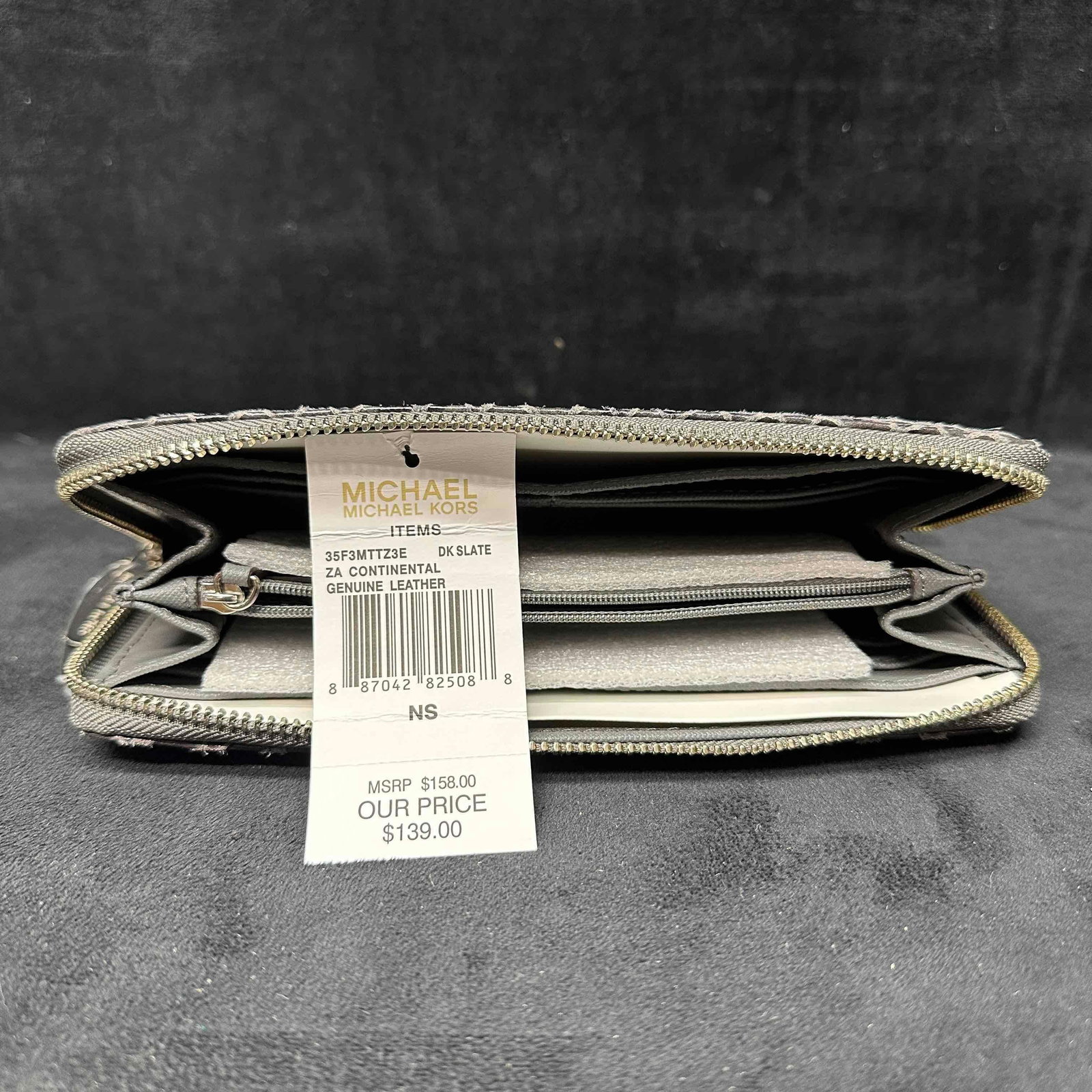 Michael Kors Black Gray Python Style Embossed Leather Clutch Wallet - 5