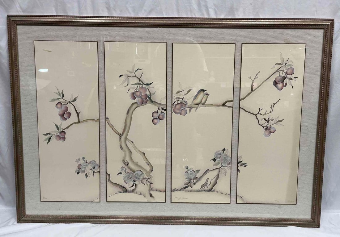 "Starling's Sonnet" Signed & Numbered Serigraph By E.DeShon Douglas: This lot contains "Starling's Sonnet" Signed & Numbered Serigraph By E.DeShon Douglas. 4/100.The frame is approx 34 1/4" x 51 1/4" while each panel is approx 26 1/4" x 10 1/4". Total weight is