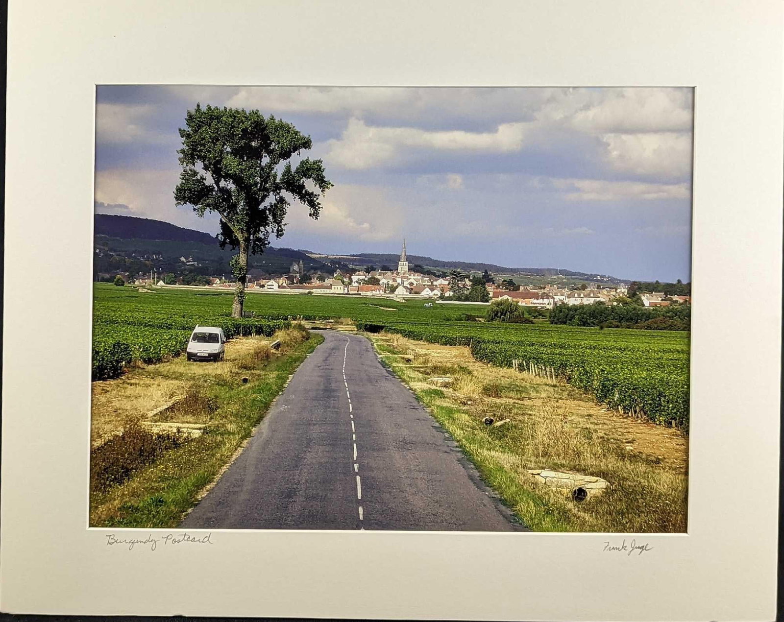 Matted Frank Juge Burgundy Postcard Photo: Matted Frank Juge Photograph . The matted photo is approx 20" x 16" and it weighs 0.55lb. The image is approx 15" x 11 1/2". The matted photo is in a good, unused condition with some creases on the