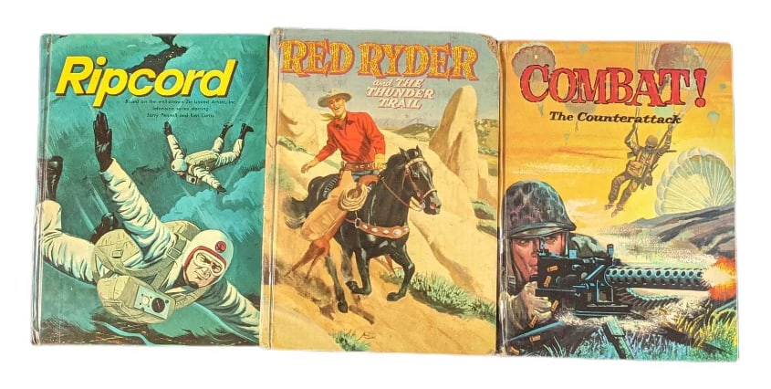 Three Vintage Children's Hardcover Adventure Books: Three Vintage Children's Hardcover Adventure Books. This lot includes: (1) Ripcord by D.S. Halacy, Jr. Published by the Whitman Publishing Company, Racine, Wisconsin. Copyrighted in 1962. (1)