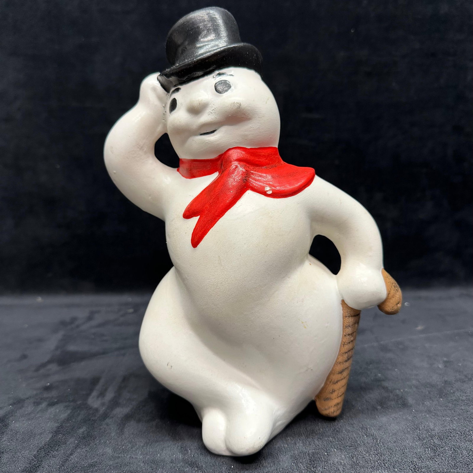 Vintage Ceramic Mold Frosty the Snowman Figure: Marked 306 on the bottom. No other hallmarks. This item is in good pre-owned, previously displayed condition with light wear and surface markings. Please reference all photos for full details. Figure: