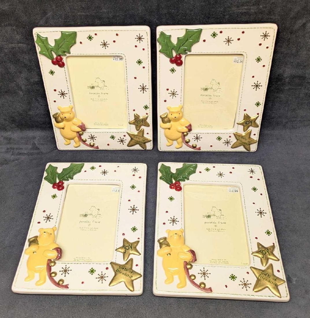 4 Disney Winnie The Pooh Porcelain Frames 4 x 6 Photos (1 of 9)