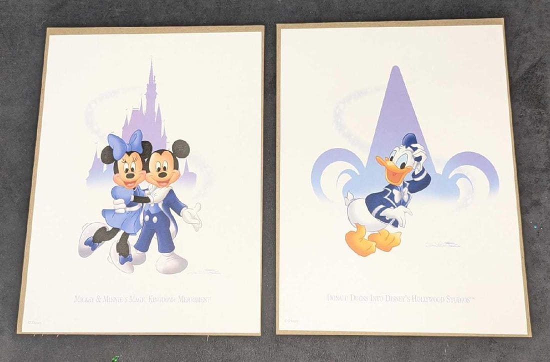 Disney Don Williams Donald Duck & Mickey Mouse & Minnie Mouse Prints: Disney Don Williams Donald Duck & Mickey Mouse & Minnie Mouse Prints. This lot contains, "Donald Ducks Into Disney's Hollywood Studios" and "Mickey & Minnie's Magic Kingdom Merriment" prints both base