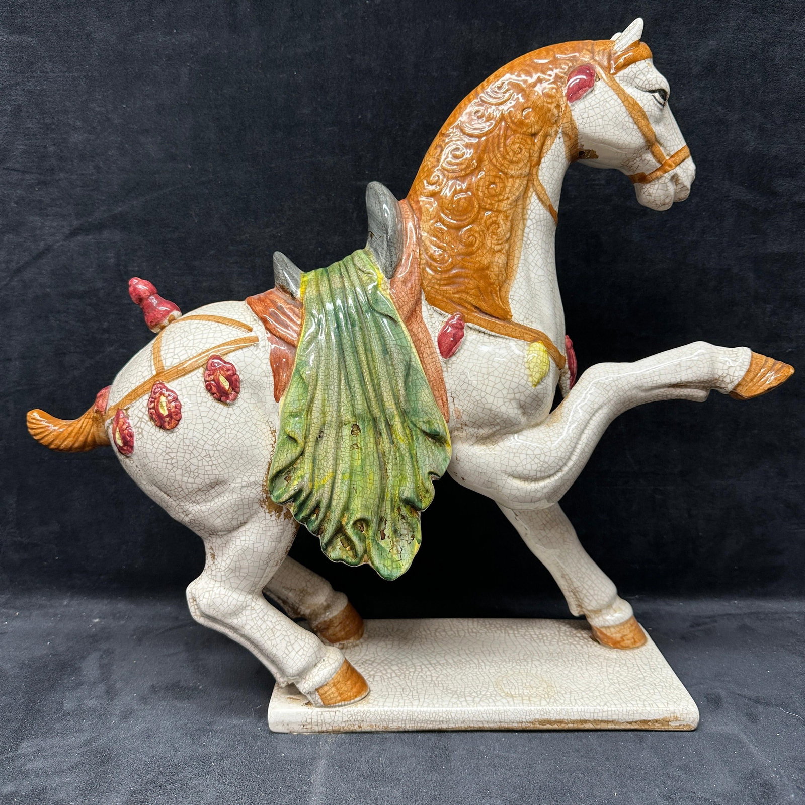 Decorative Crackle Glaze Ceramic Horse Figure Sculpture (1 of 7)