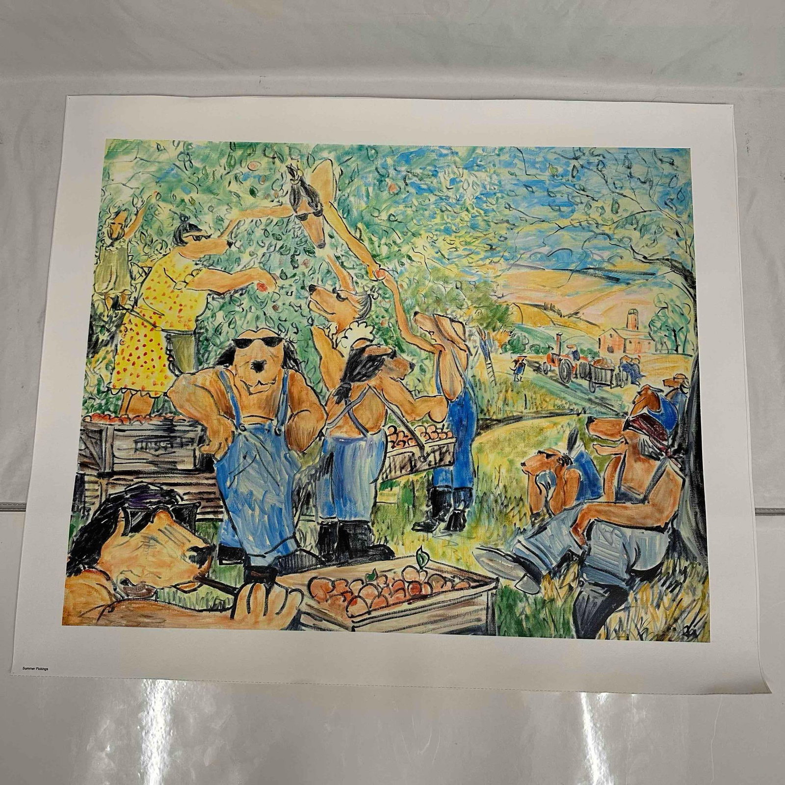 Summer Pickings Ivan Clarke Lonely Dog Series Medium Giclee on Canvas: Summer Pickings Ivan Clarke Lonely Dog Series Medium Giclee on Canvas. Giclee on canvas print titled Summer Pickings by Ivan Clarke. This medium (27" x 21 3/4") art piece is a high quality pri