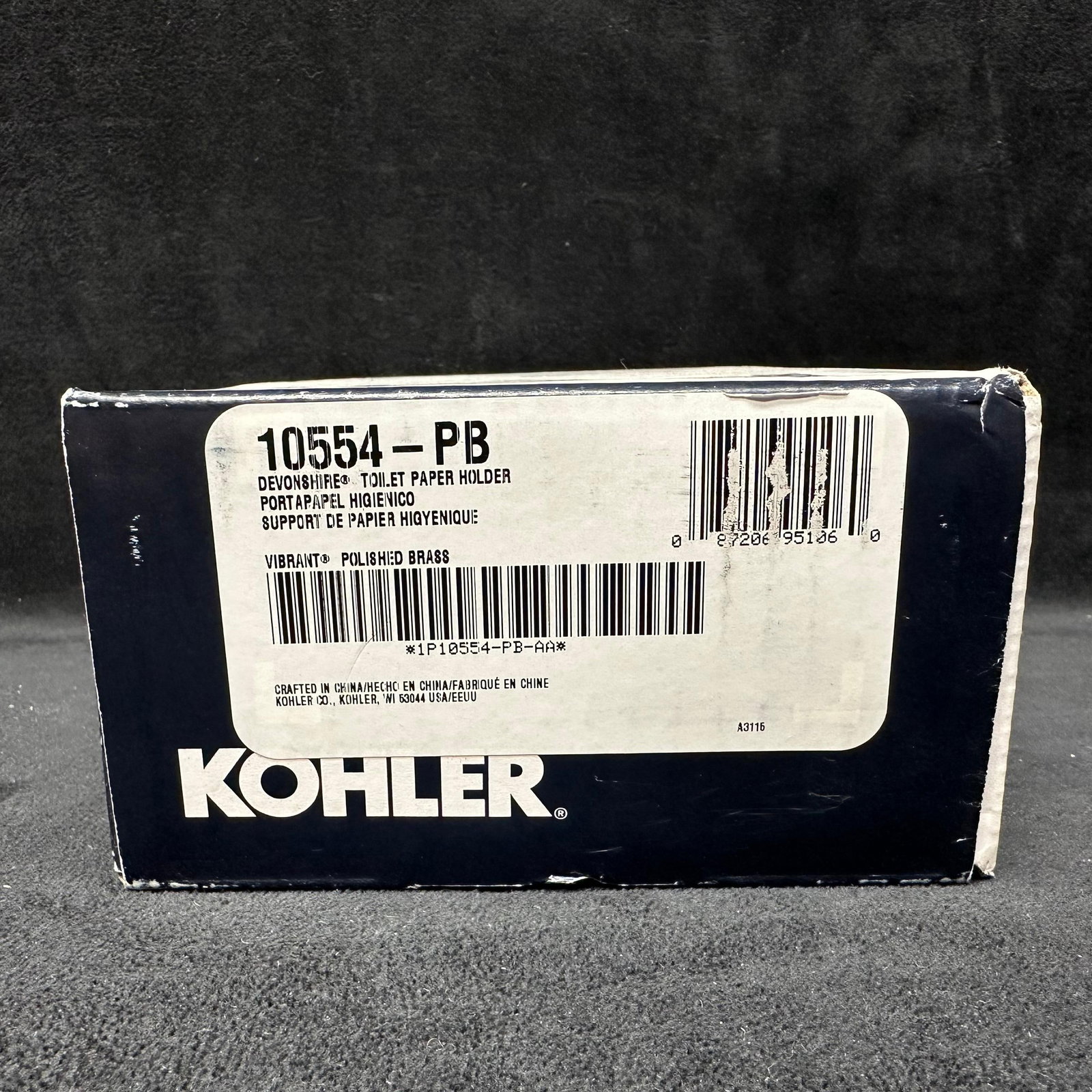 Kohler Devonshire 10554-PB Toilet Paper Holder Vibrant Polished Brass: Contents never removed, box opened. This item is in like-new, previously displayed condition with light wear and surface scratches/markings. Please reference all photos for full details. Box: 5 1/4