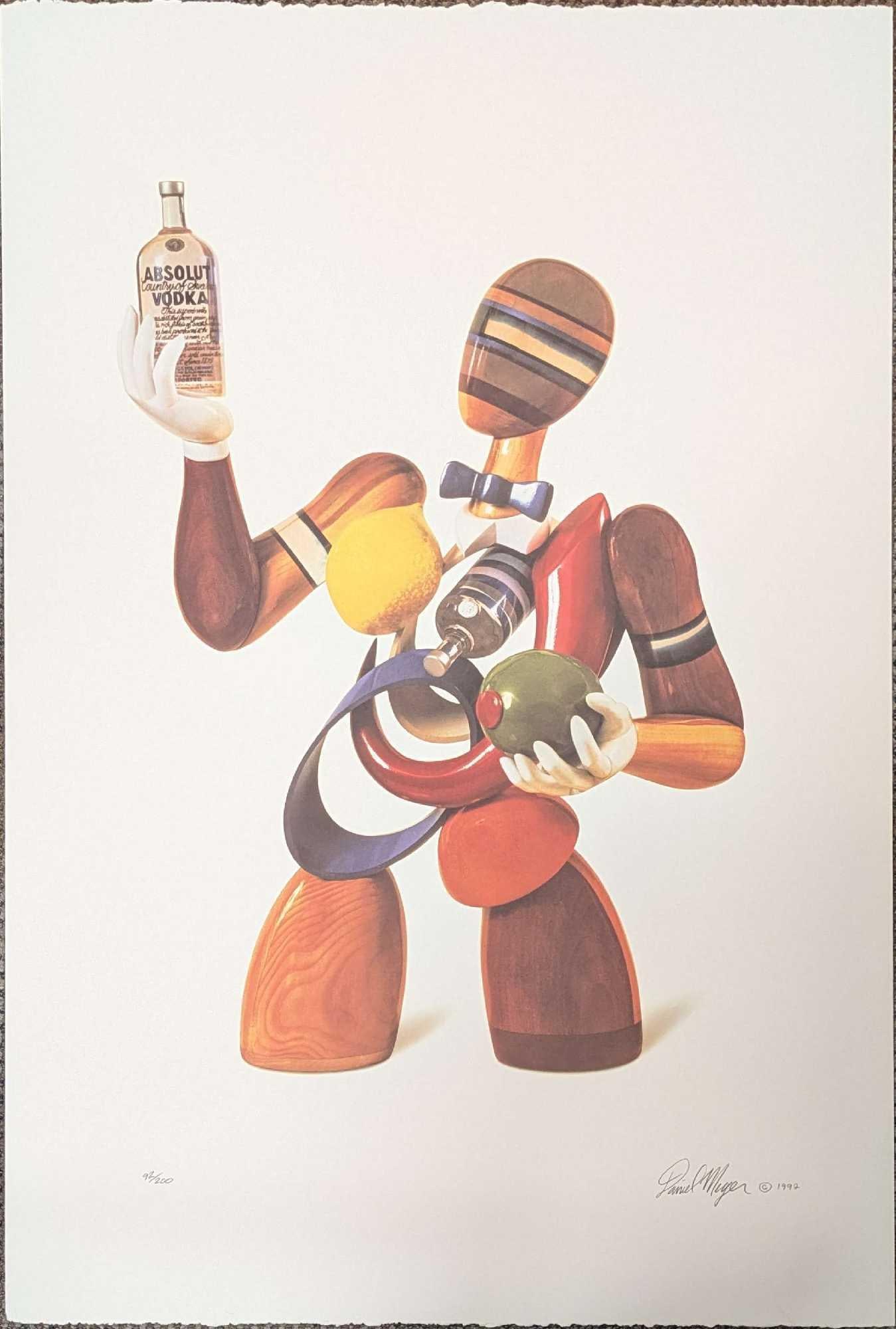 S&N Absolut Vodka Daniel Meyer Print #92: S&N Absolut Vodka Daniel Meyer Print #92. This is approx 26" x 39" and it weighs 0.38lb. This is #92 out of #200. Dan Meyer is a native of Chicago who attended the Art Institute of Chicago