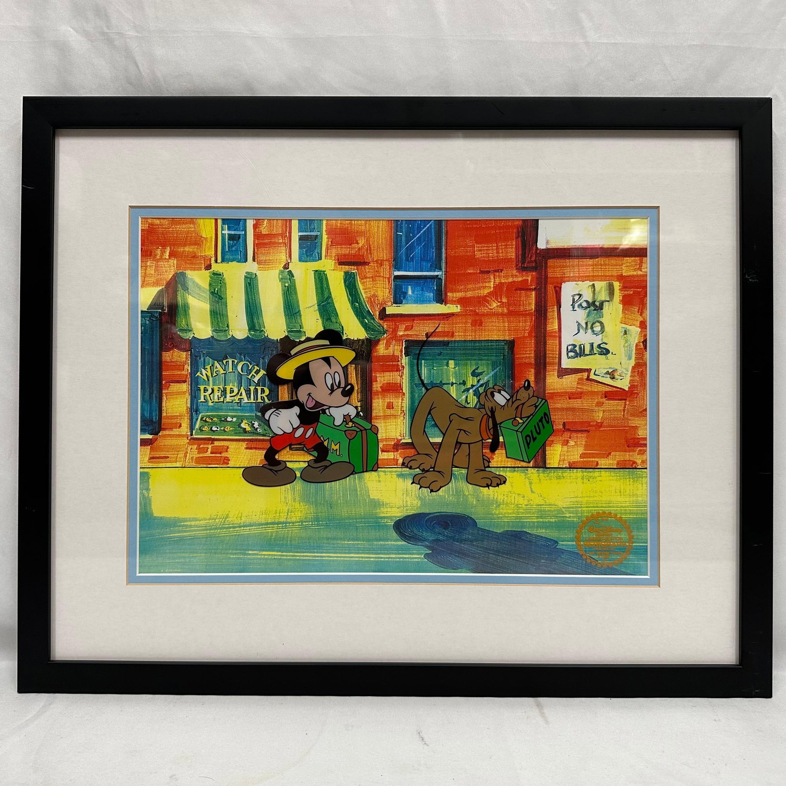 Disney Serigraph Animation Cel Mr. Mickey Mouse Takes a Trip Pluto Framed Artwork LE: Framed Walt Disney Productions limited edition serigraph from the classic short Mr. Mouse Takes a Trip featuring Mickey Mouse and Pluto. Marked with the official Disney serigraph seal. Comes
