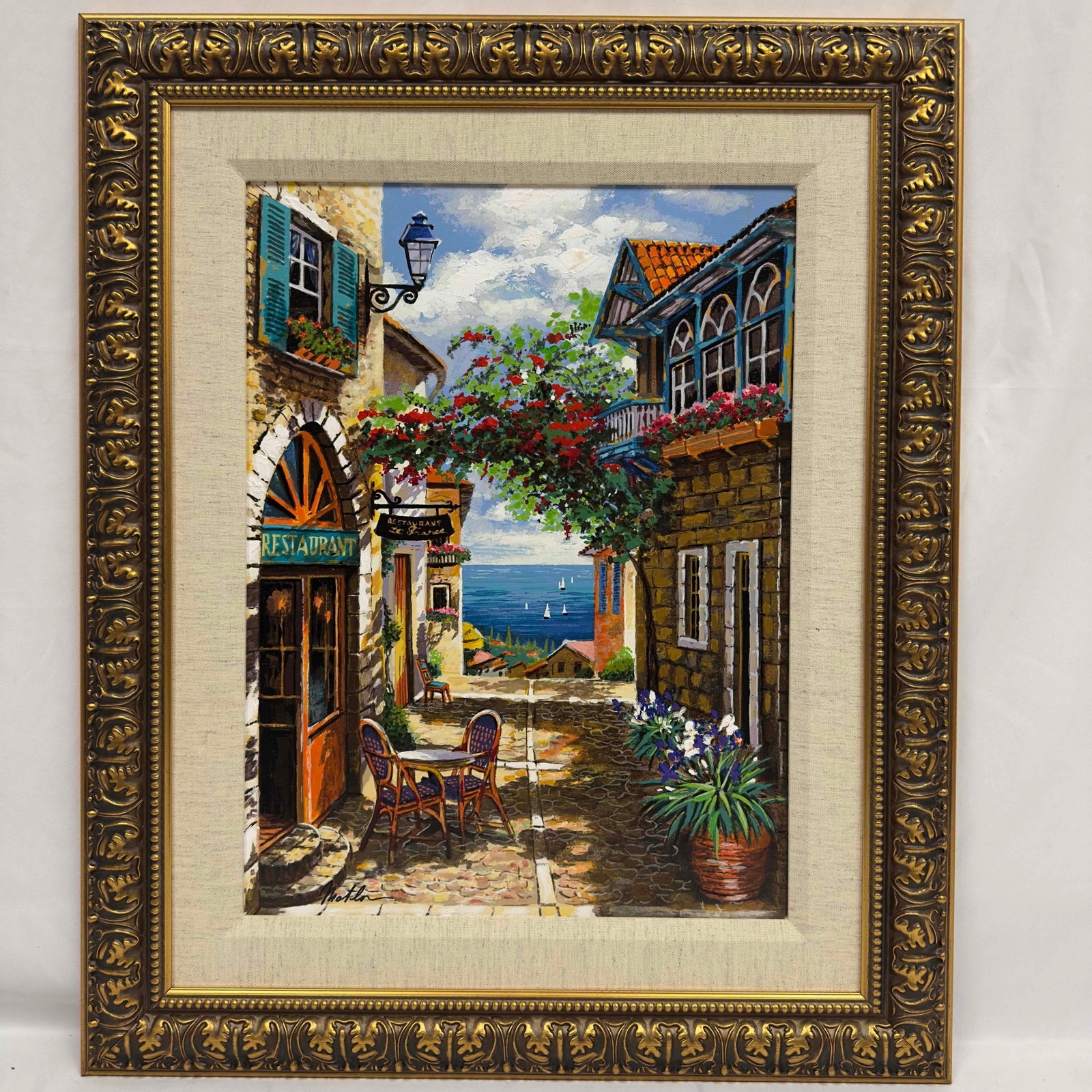 Anatoly Metlan Archway of Red 2006 Serigraph on Wood Panel Framed: Anatoly Metlan Archway of Red 2006 Serigraph on Wood Panel Framed. Embellished Serigraph on wood panel. Signed in ink lower left and annotated on the verso. Includes original Park West Certificat