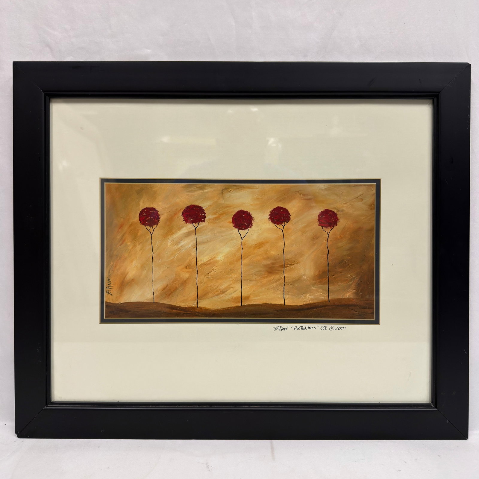 B. Renee Five Red Trees Framed Art Print Signed (1 of 5)