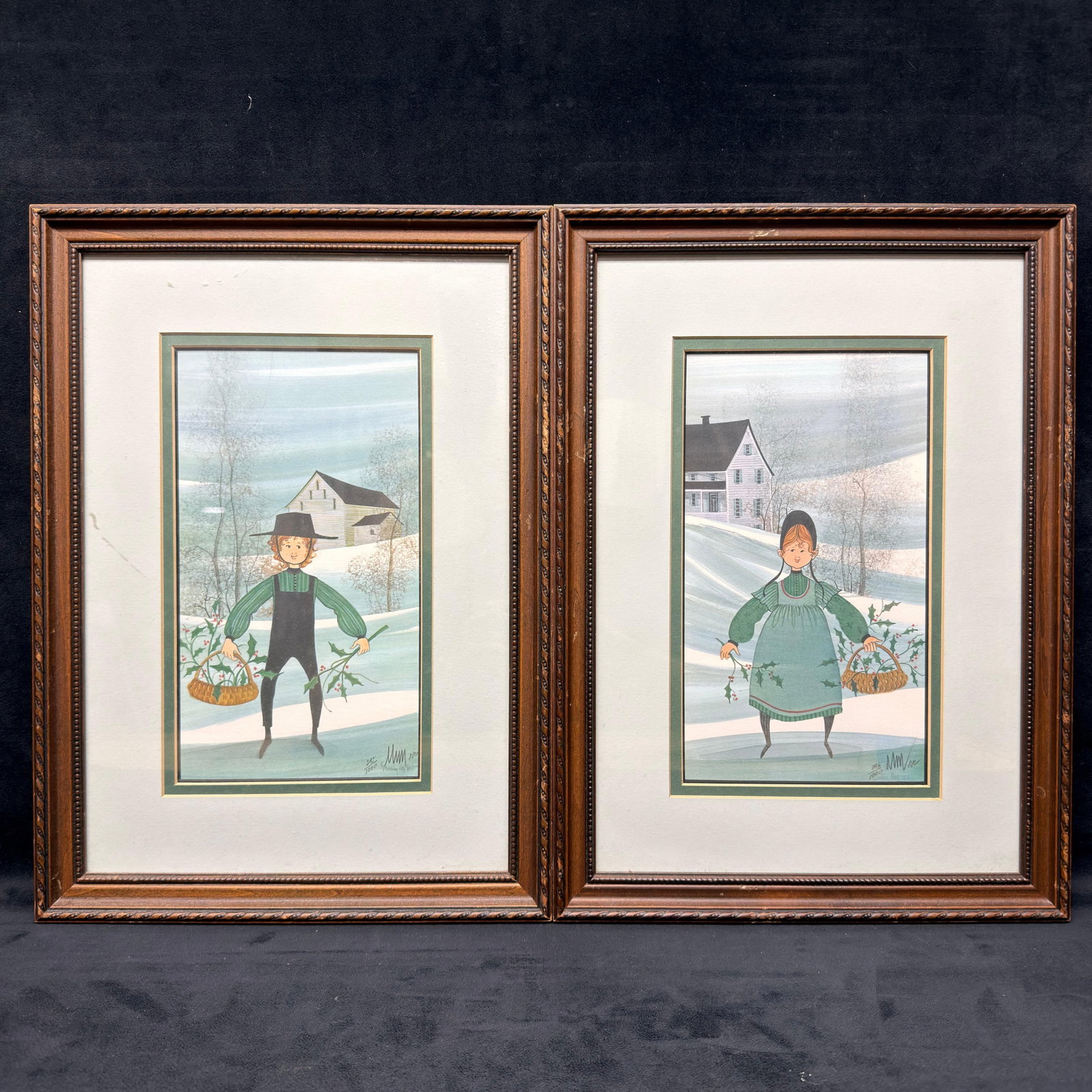 P. Buckley Moss Amish Folk Art Signed and Numbered Framed Print Set (1 of 5)