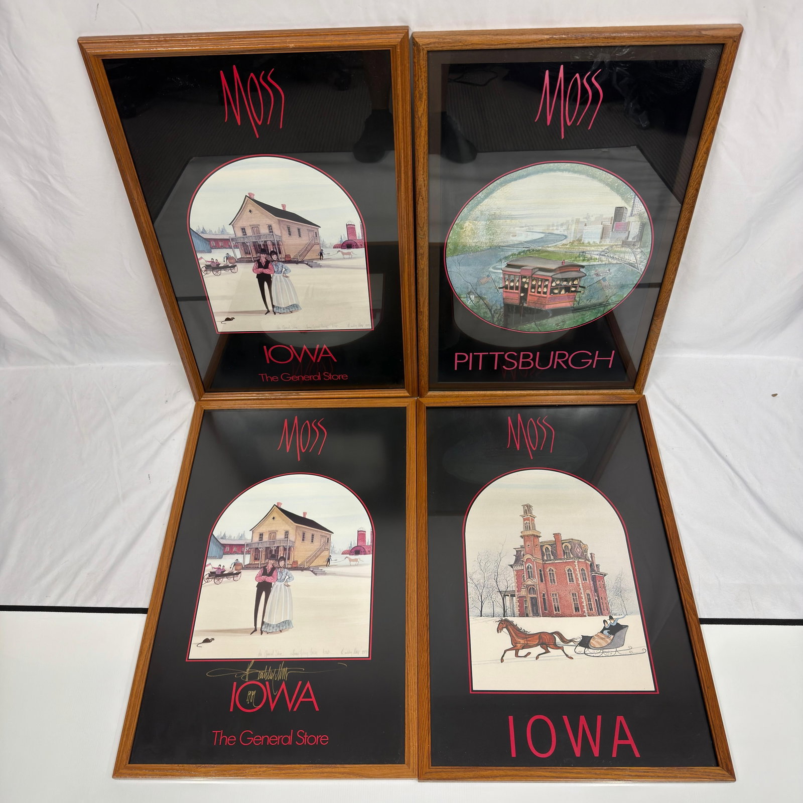 Group of 4 Patricia Buckley Moss Framed Posters Including Signed Iowa Example (1 of 7)