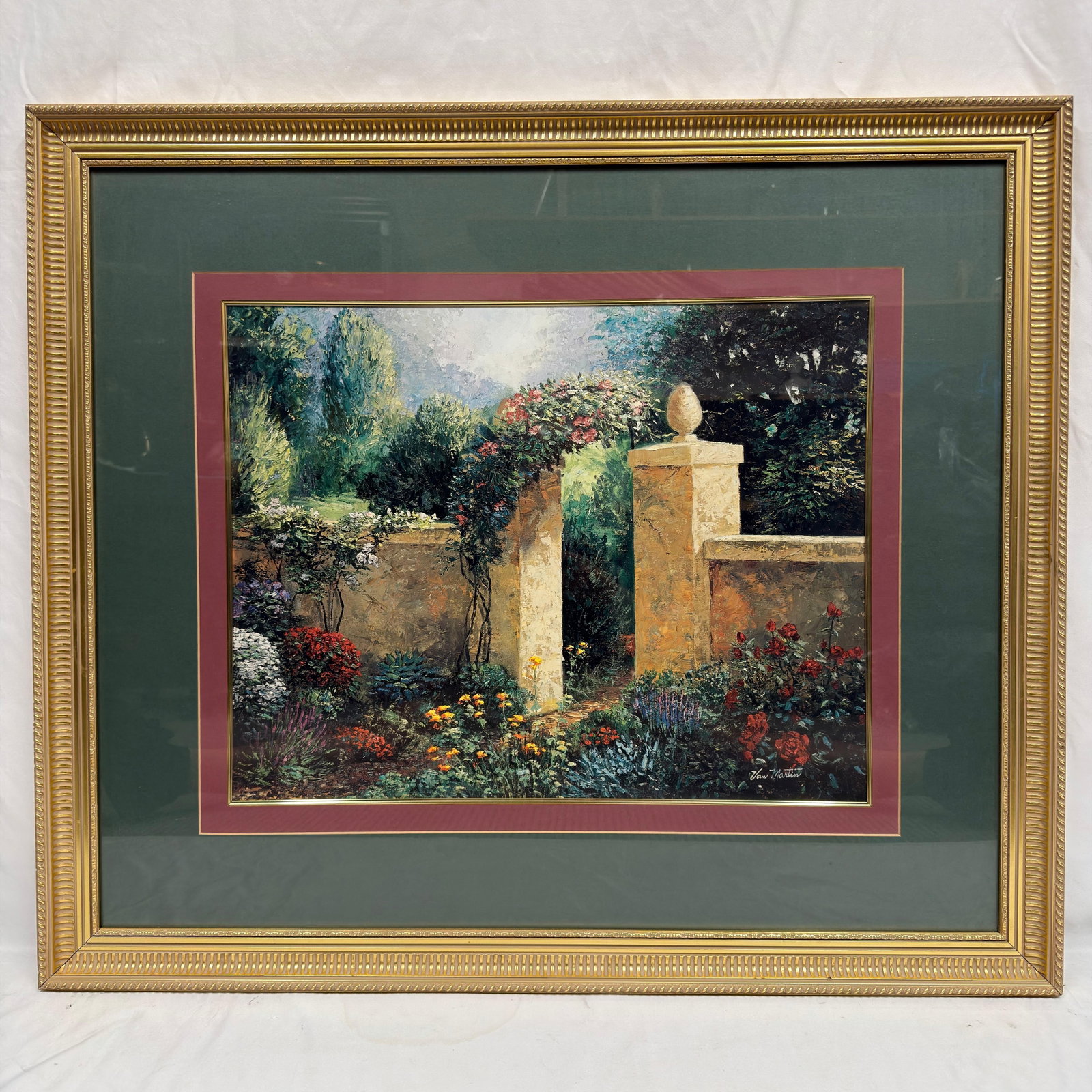 Van Martin Framed Stone Gate Garden Landscape Framed Art Print Large (1 of 9)