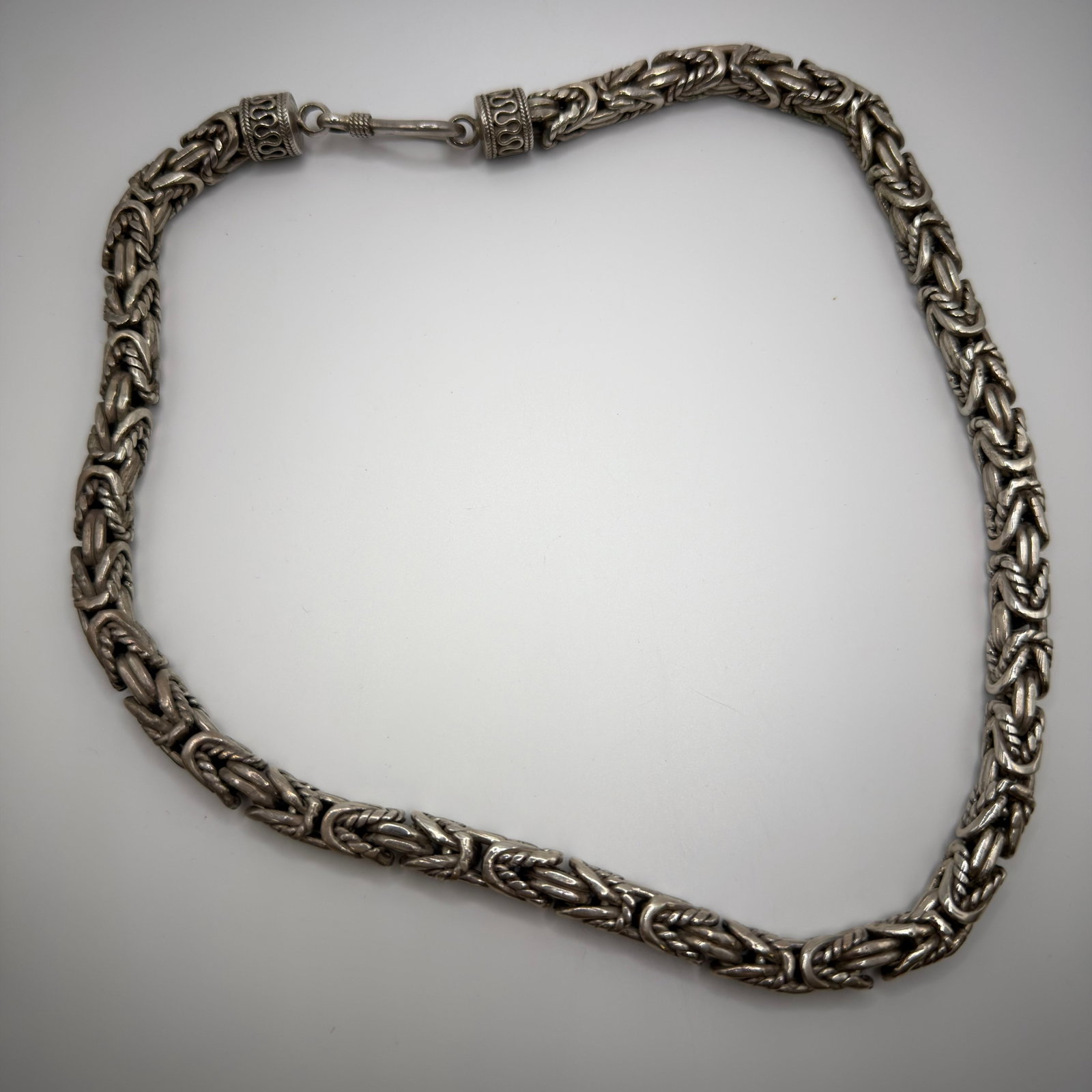Heavy Thick Balinese Style Byzantine Rope Design Tribal Inspired Chain Sterling Silver Necklace (1 of 9)