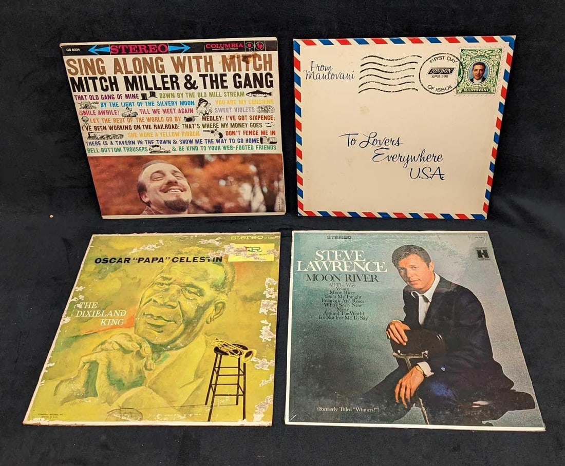 4 Vintage LP Mitch Miller Steve Lawrence Mantovani: 4 Vintage LP Mitch Miller Steve Lawrence Mantovani. This lot contains: (1) Oscar "Papa" Celestin – The Dixieland King. This was released by Imperial in 1960.