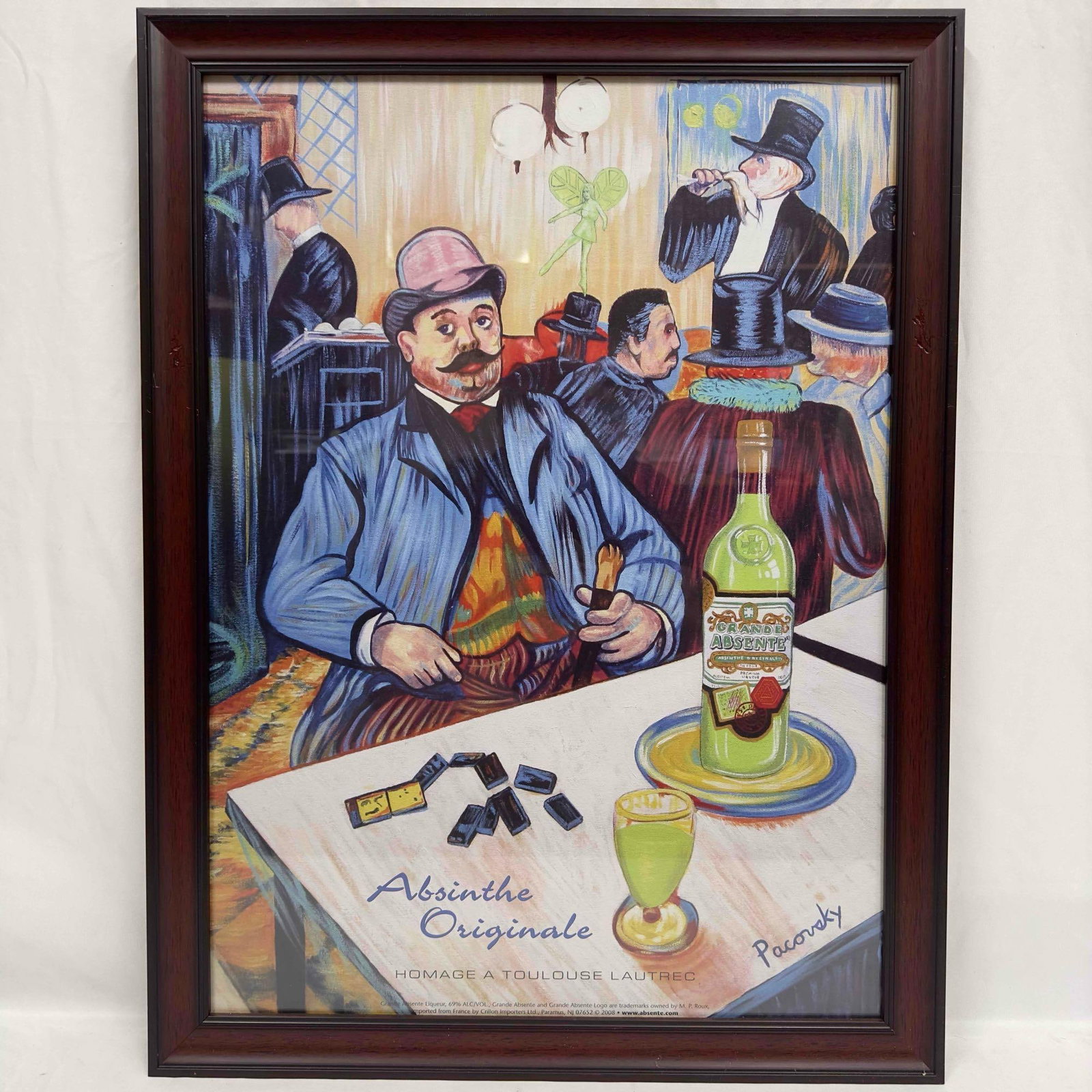 Absinthe Ad Poster Homage A Toulouse Lautrec By John Pacovsky Framed Liquor Advertisement (1 of 9)