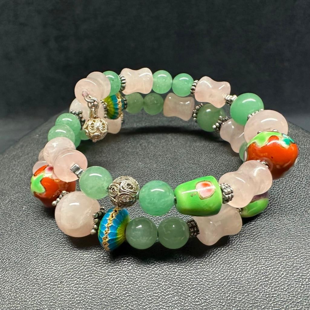 Sterling Silver Adjustable Stone Bead Bracelet - 2