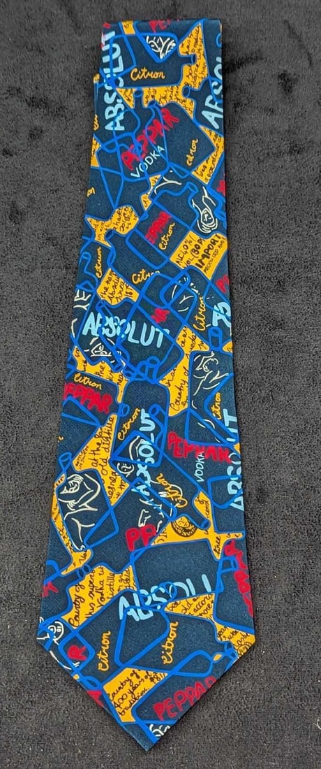 Absolut Vodka Nadia Roden Silk Tie & Handkerchief New: Absolut Vodka Nadia Roden Silk Tie & Handkerchief New . 100% silk tie and handkerchief designed by artist Nadia Roden. This silk tie and handkerchief are still in the original packaging and
